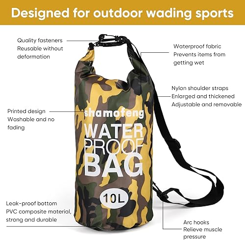 Miniatura 4 de Bolsa seca impermeable Combo de 5-30 litros con parte superior enrollable para kayak, barco, playa, camping, viajes, pesca, con funda para teléfono