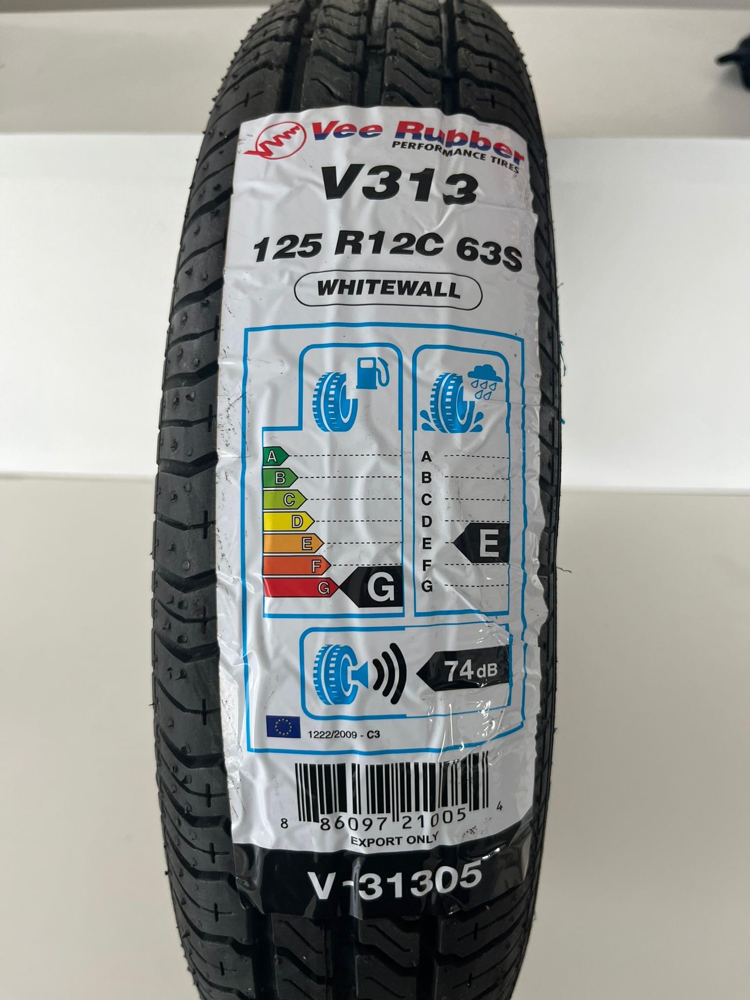 VEERUBBER PNEUMATICO GOMMA 125 12 63S TUBELESS FASCIA BIANCA 28mm WHITE WALL compatibile con FIAT 500 EPOCA