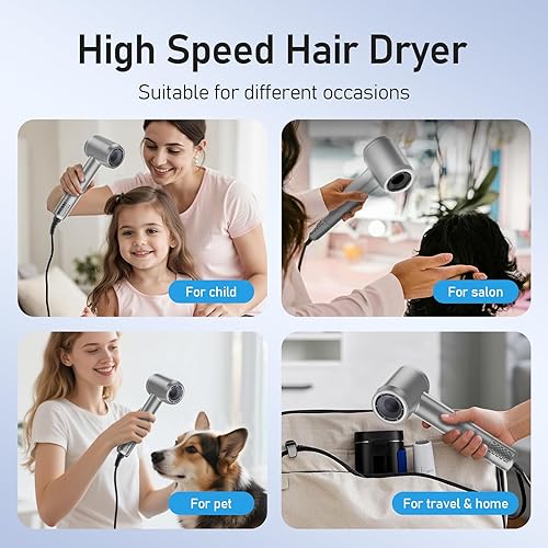 Miniatura 8 de Secador de pelo de plasma, secador de pelo profesional de alta velocidad, 600 millones de iones negativos, cuidado del cabello, secado rápido, bajo