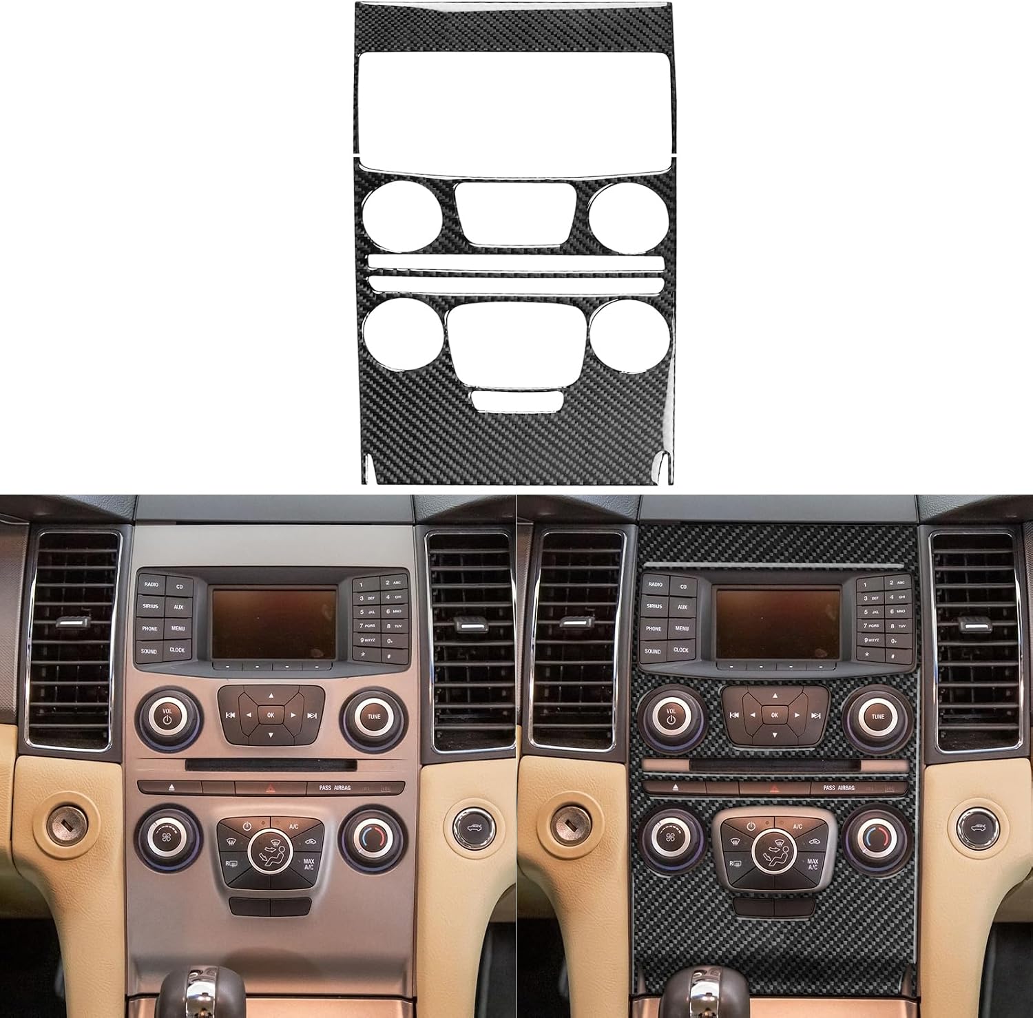 Real Carbon Fiber Fit for Ford Taurus SEL/Limited/SE 2013-2019 2014 2015 2016 2017 2018 Accessories Car Central Control A/C Control Knob Panel Cover Interior Trim Sticker Decal Black 2PCS
