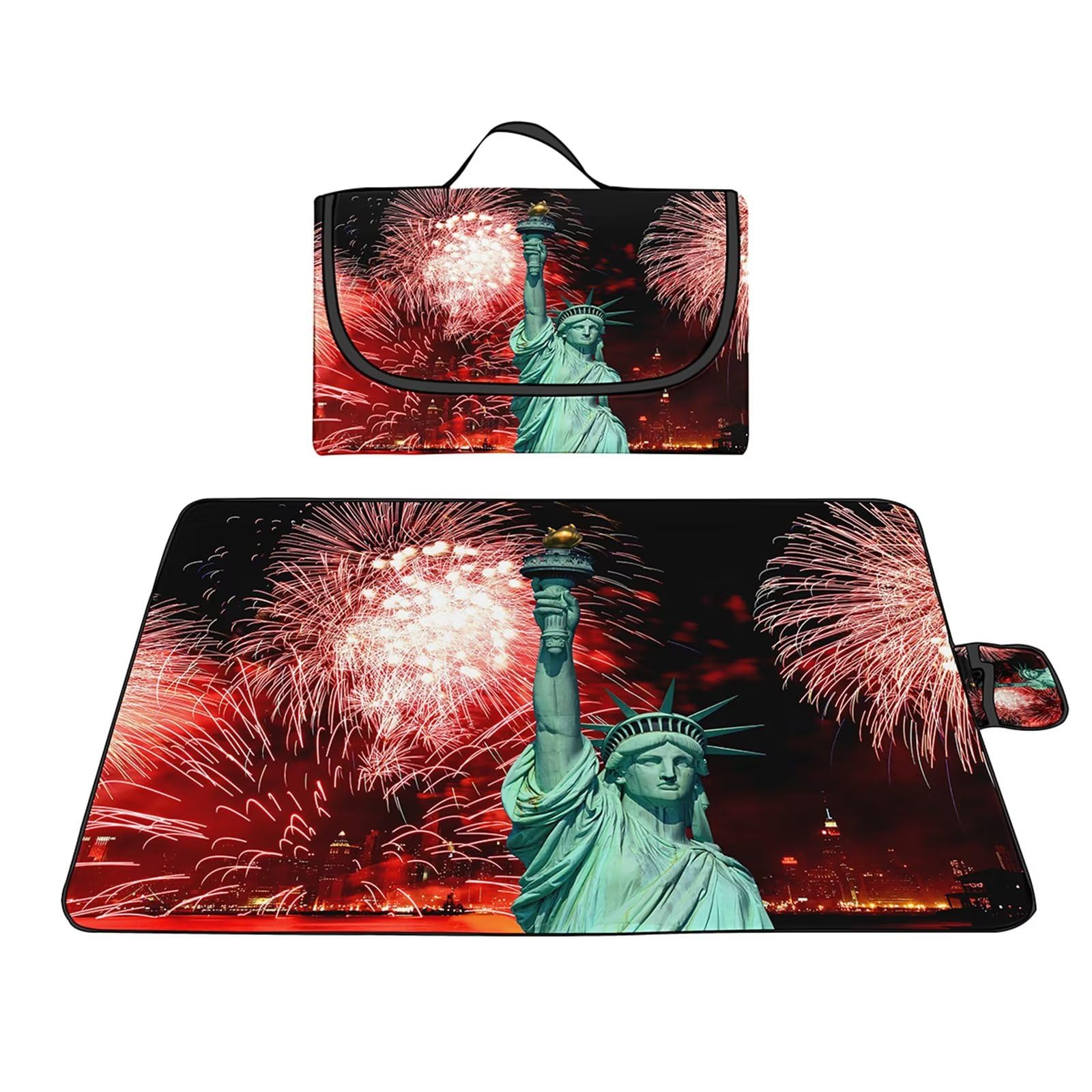 Manta Picnic Impermeable 200x200cm,Lavable Picnic Blanket,Ultrasónica Mantel Picnic,con Mango Multifunción para Acampar Playa Parque de Senderismo,Escenografía Estatuas