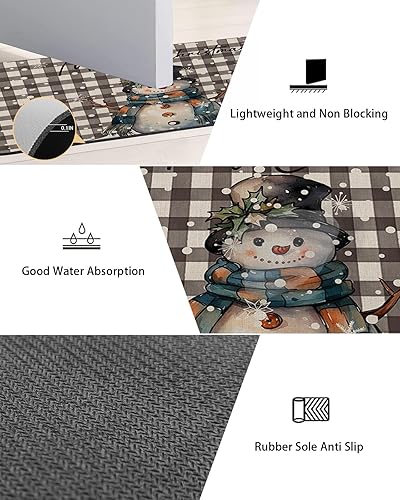 Miniatura 3 de Tapete de baño de búfalo con diseño de muñeco de nieve para bañera, antideslizante, de secado rápido y absorbente, de tierra de diatomeas, para