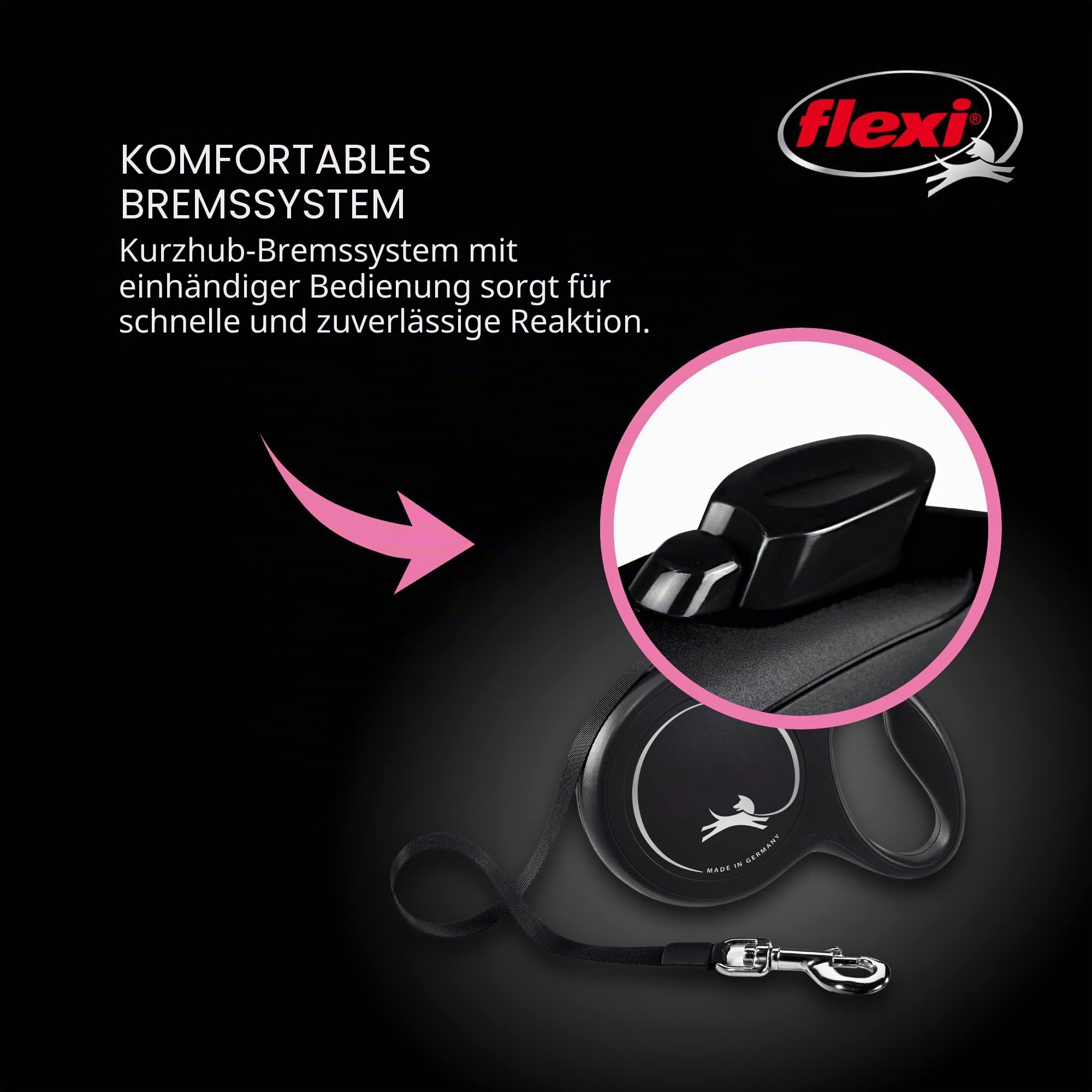 Flexi Klassische einziehbare Hundeleine, 7,9 m, groß, Schwarz