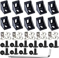 Vista 14 de 4 juegos de soportes de esquina de 4040 con 5 agujeros en forma de L, placas de unión para accesorios de extrusión de aluminio 4040 en negro (L)