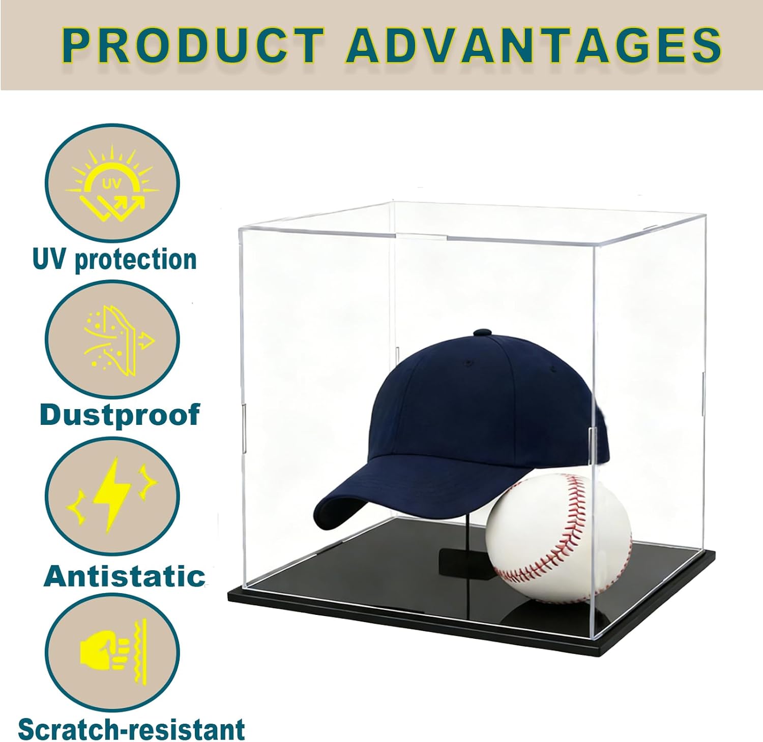 10x10x18 inDisplay Case for Collectibles Assemble Clear Acrylic Box Alternative Glass Case,Dustproof Protection Showcase for Collectibles Memorabilia Figurines