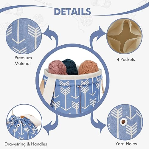 Vista 26 de TOGETRUE Bolsa de hilo, pequeña bolsa de ganchillo para tejer, organizador de bolsas de almacenamiento de hilo portátil para proyectos de ganchillo