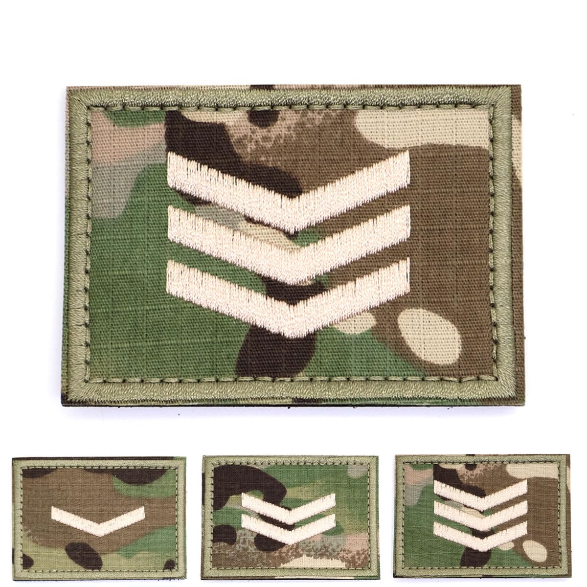 Camouflage Rank Patch Insignia Sergeant Lance Corporal Badge Chevrons Embroidered Hook and Loop Patches Army Military MTP EMS EMT Camo UK British (Sergeant)