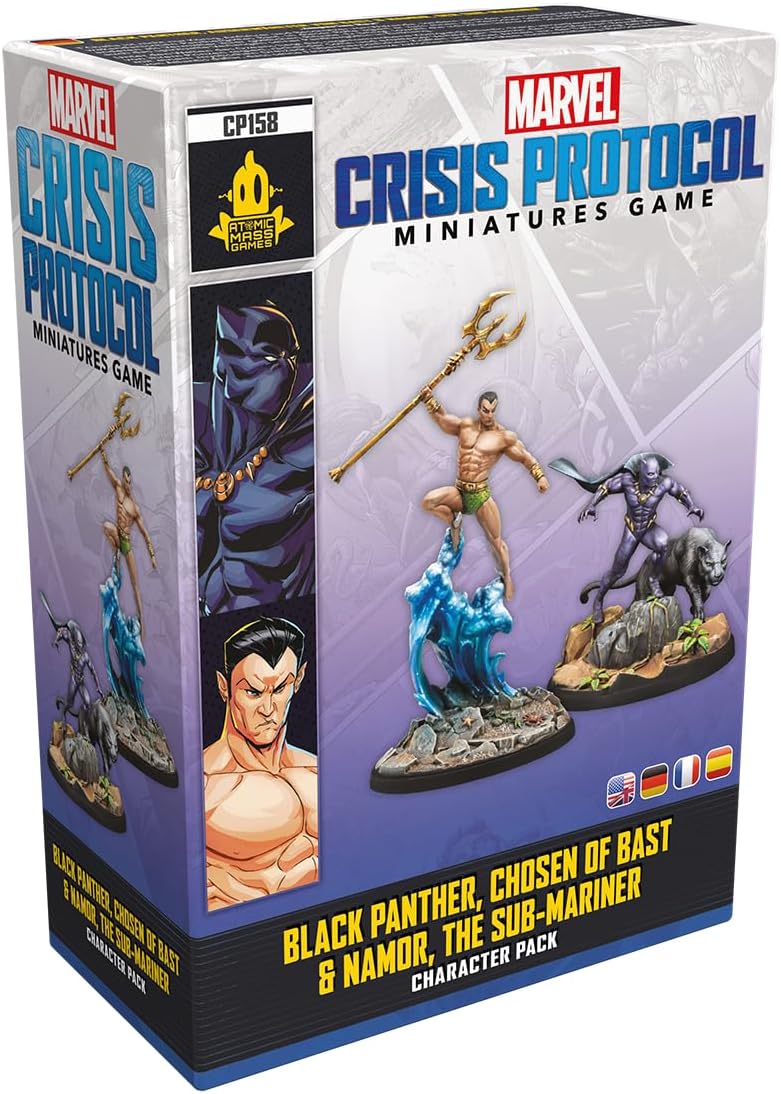 Atomic Mass Games Marvel: Crisis Protocol Black Panther, Chosen of Bast & Namor, The Sub-Mariner Character Pack - Tabletop Superhero Game, Ages 14+, 2 Players, 90 Min Playtime, Atomic Mass Games