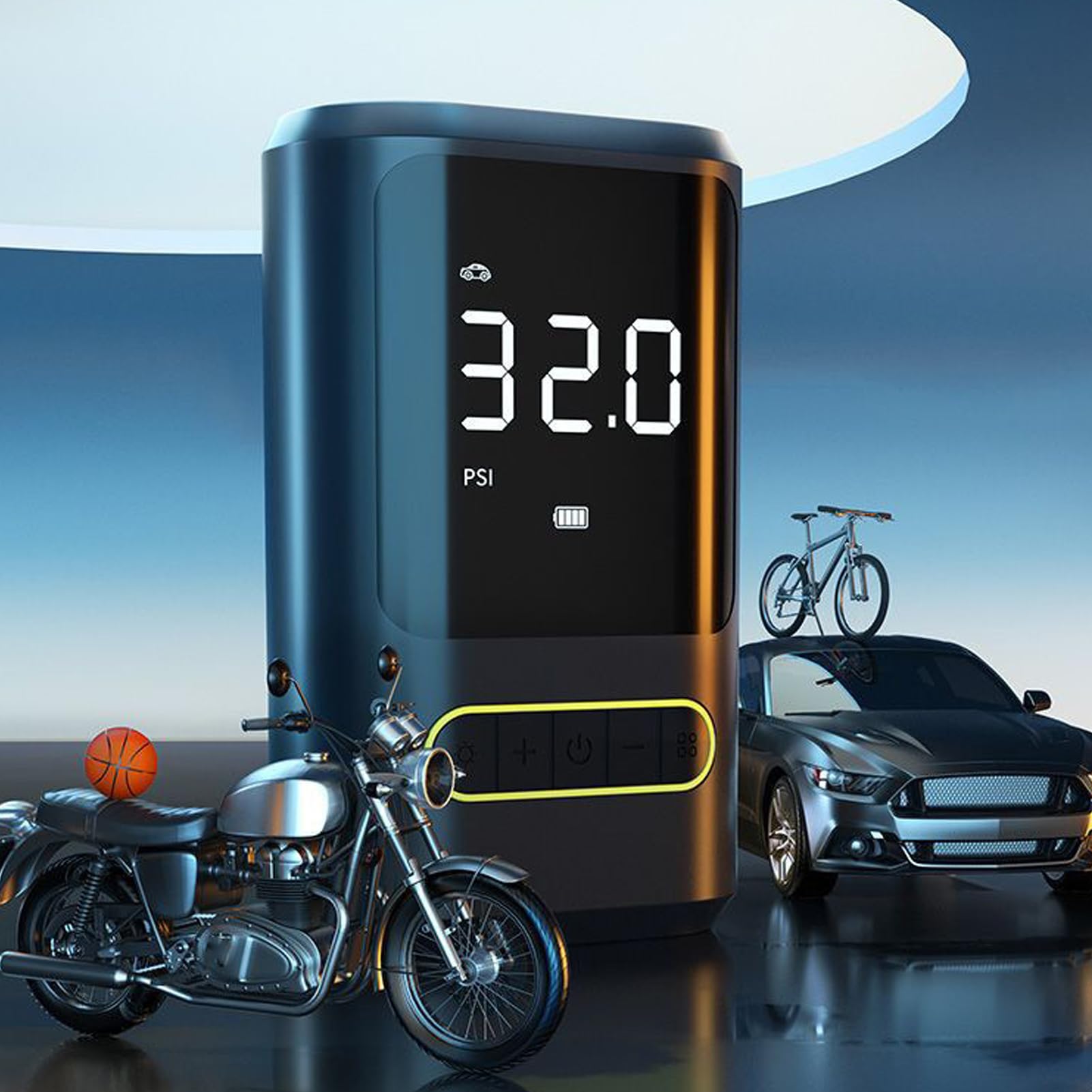 Pompe à Air sans Fil 150 Psi, avec Lampe de Poche LED, Manomètre Numérique, Gonfleur de Pneus Portable pour Voitures, Motos, Ballons de Sport, Matelas Pneumatiques et Bouées,