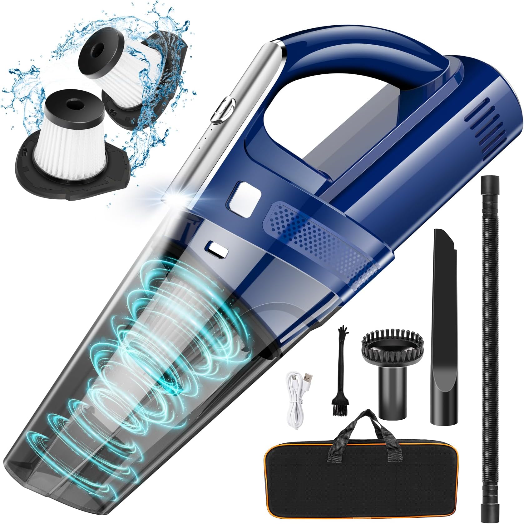 Handheld Vacuum Cordless Mini Portable Rechargeable Car Vacuum Cleaner with 11000PA Powerful Suction for Car Home and Office