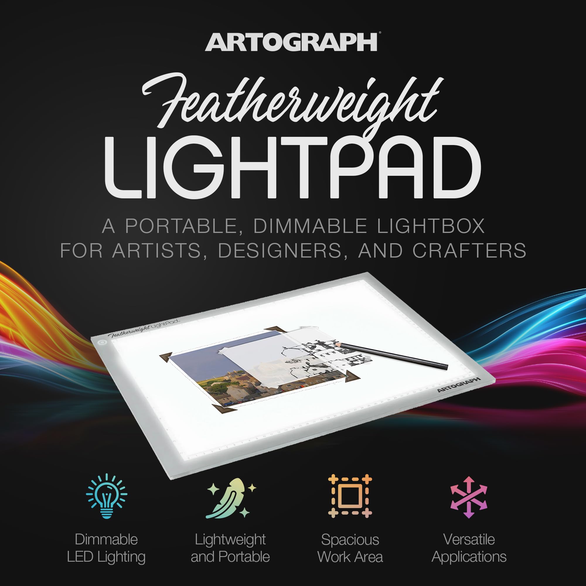 Artograph Federleichtes Lightpad, 30,5 x 43,2 cm, ultradünn, dimmbar und leicht zum Zeichnen, Nachzeichnen von Illustrationen, Animation, 25832