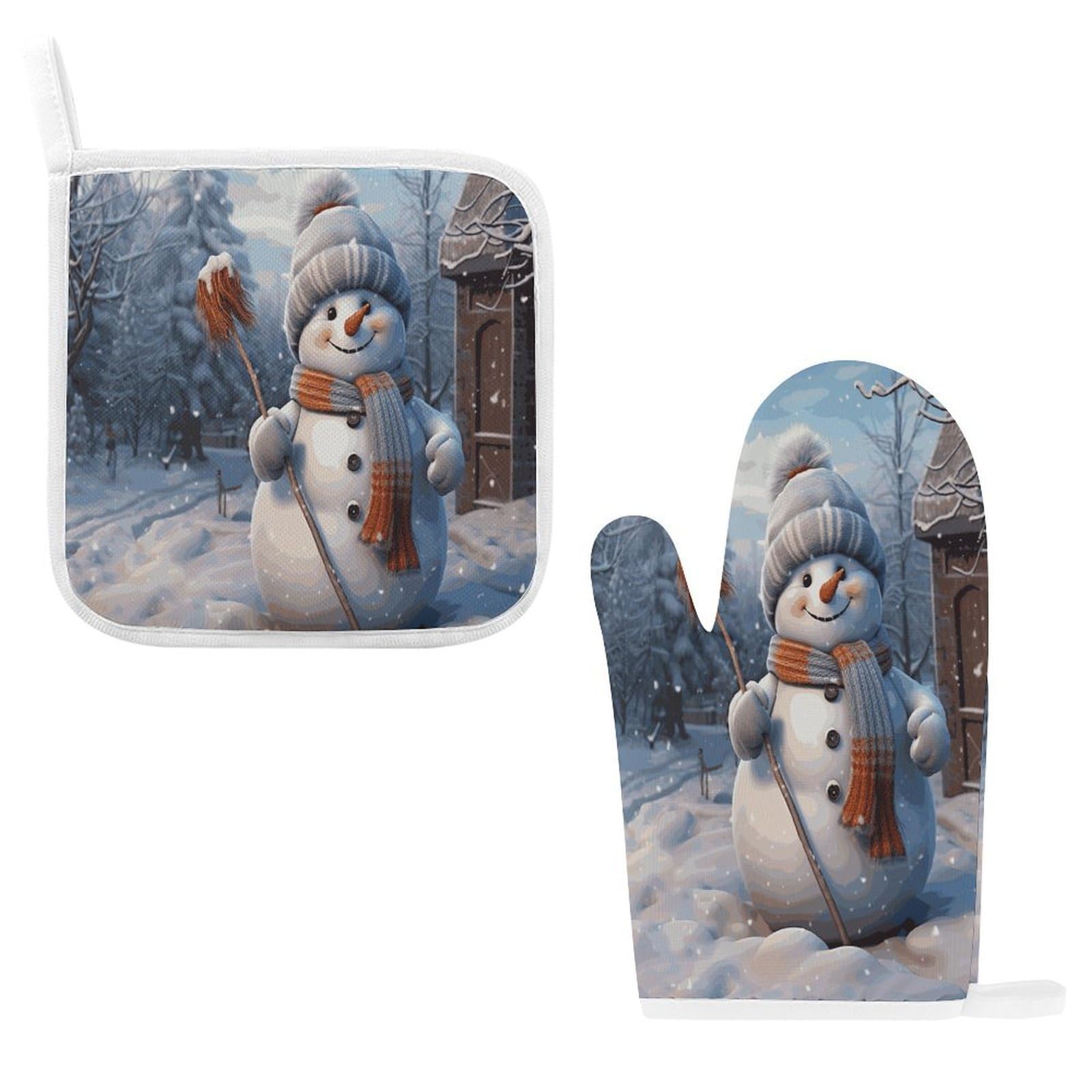 Btcowzrv Style Hardworking Snowman Oven Mitts And Pot Holders 2Pcs Set