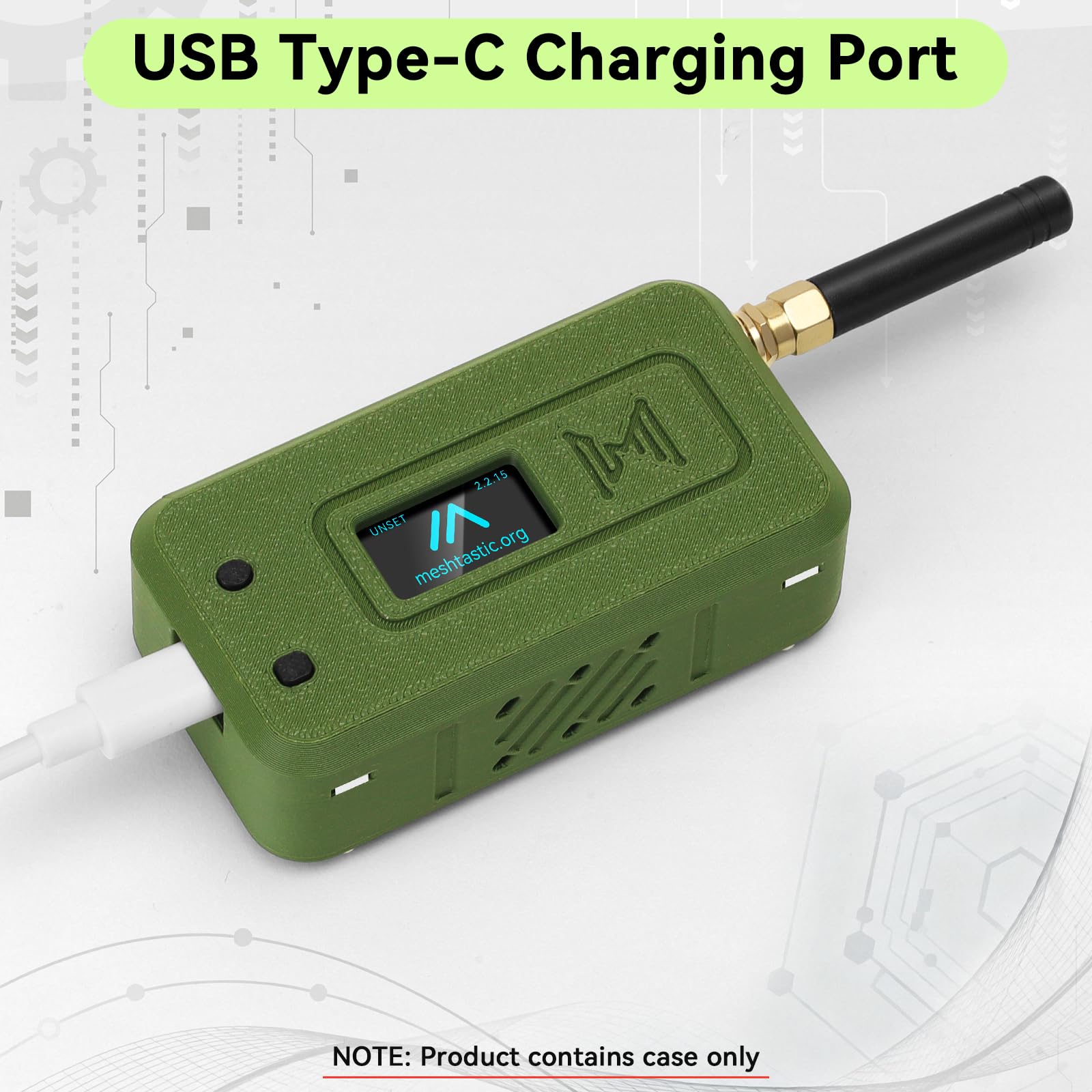 Heltec V4 Case for ESP32 LoRa V4 Development Board Custom Meshtastic Case with Antenna Port and Charging Slot (N35F, Green) — view 5