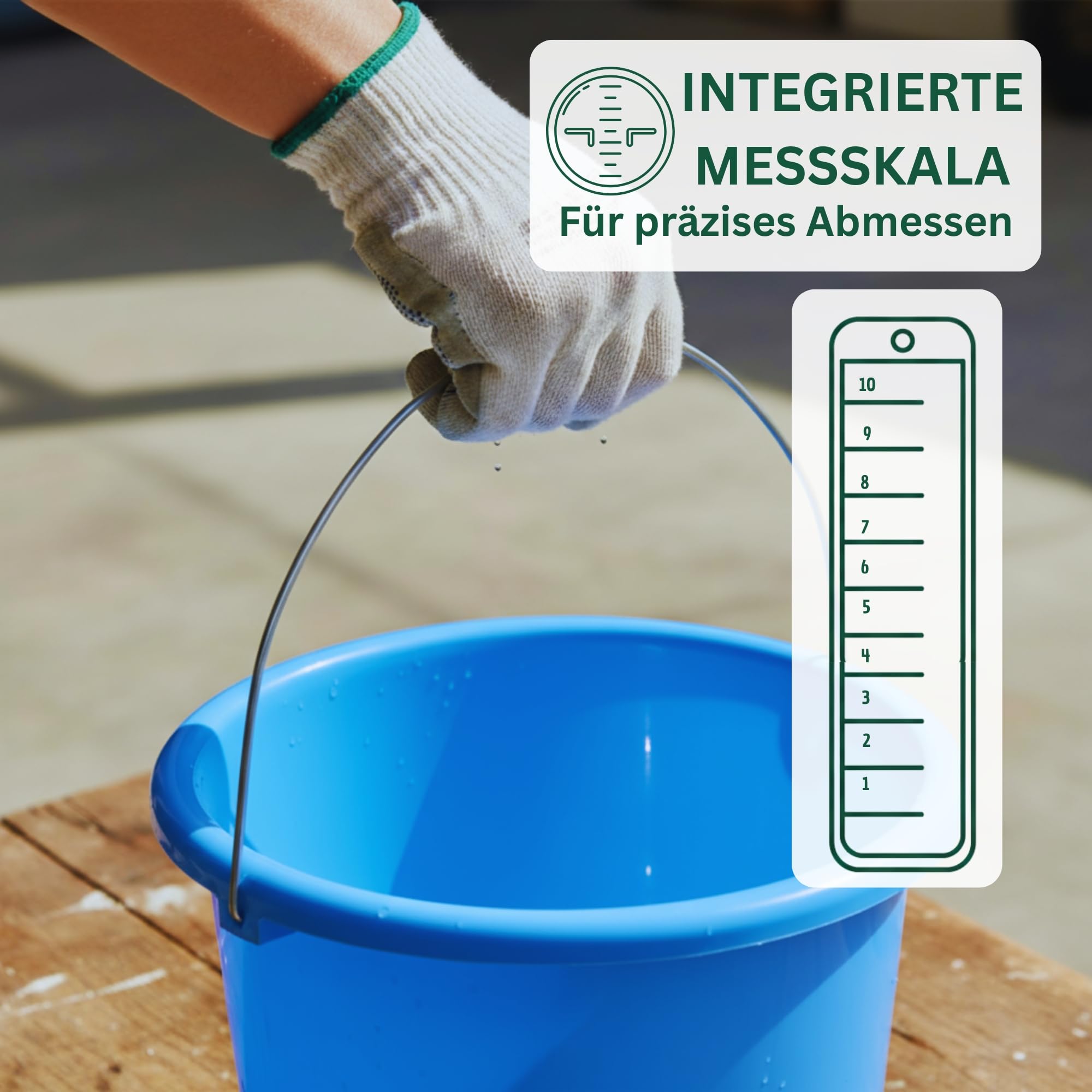 Novaliv 20 sztuk wiaderek 10 l, niebieskie, z podziałką na wymiar – wiadro do czyszczenia 10 litrów ? 28,5 cm, praktyczne, uniwersalne ze skalą, do gospodarstwa domowego i ogrodu, idealne jako wiadro