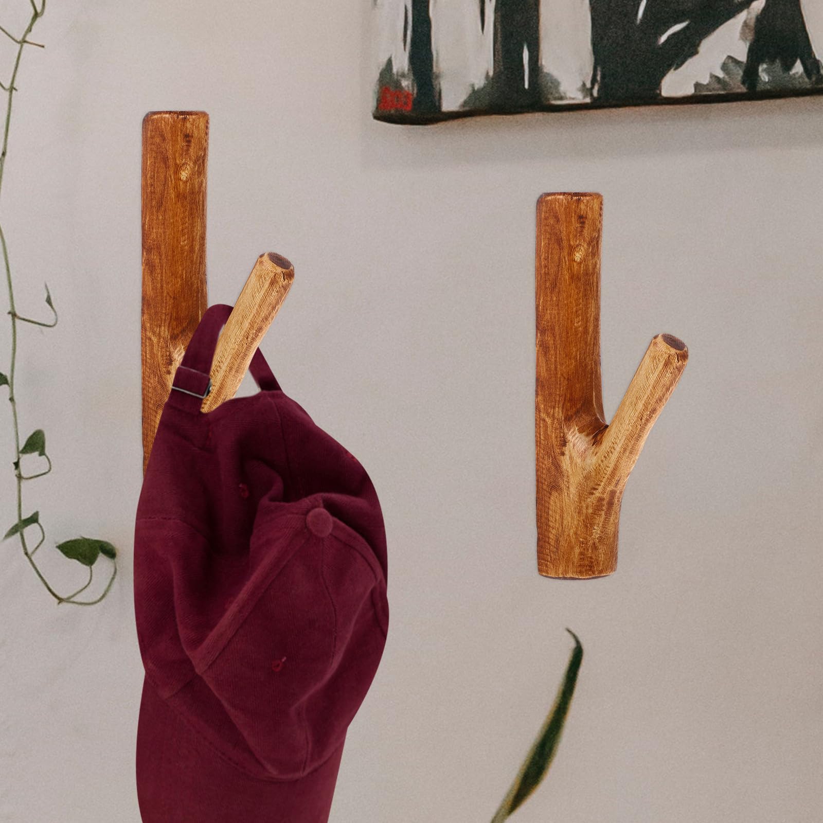 Didiseaon Gancho de Pared y Diseño Creativo de Madera Marrón Adhesivo Resistente Vintage para Colgar Abrigos y Llaves en Cocinas y Hoteles