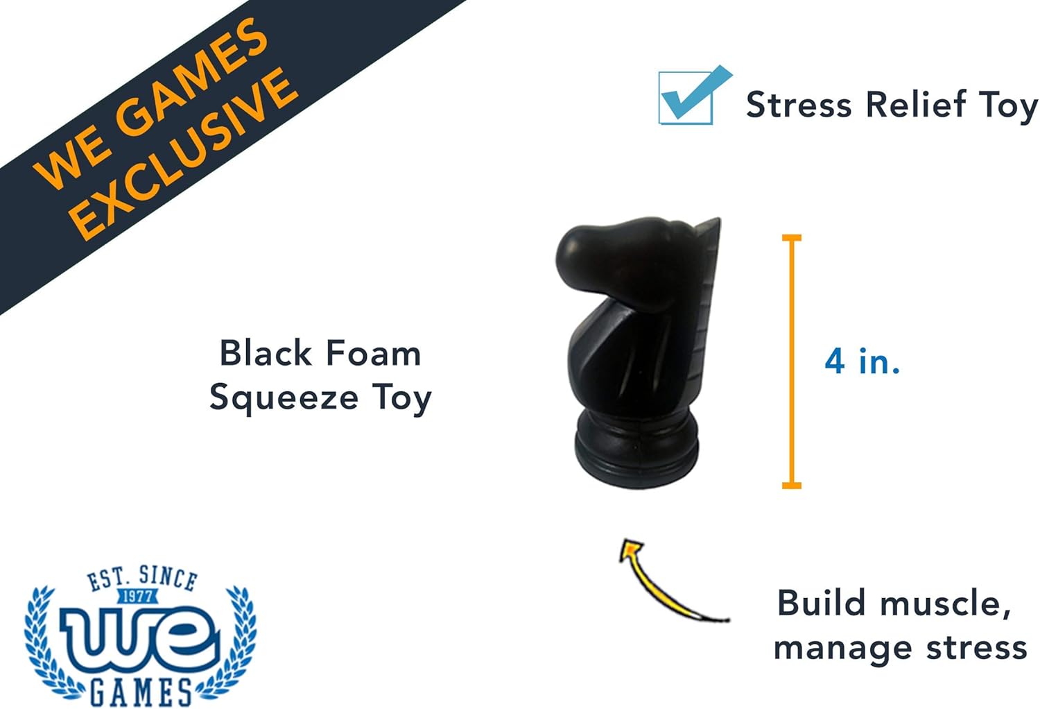 WE Games Chess Knight Foam Stress Reliever, Perfect for Stress Relief, Hand Strengthening and Relaxation, Chess Club Gift, Party Favor, or Stress Relief for Adults