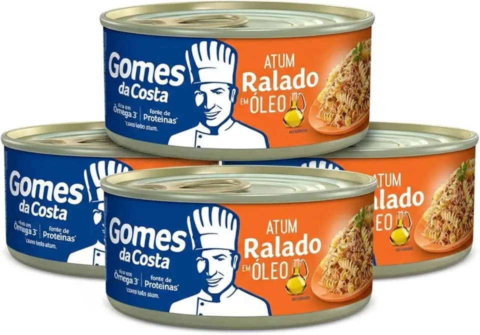 Kit com 4 Latas - Atum Ralado em Óleo Gomes da Costa 170g - Prático para Patês, Recheios e Receitas - Fácil de Misturar - Tradição e Sabor