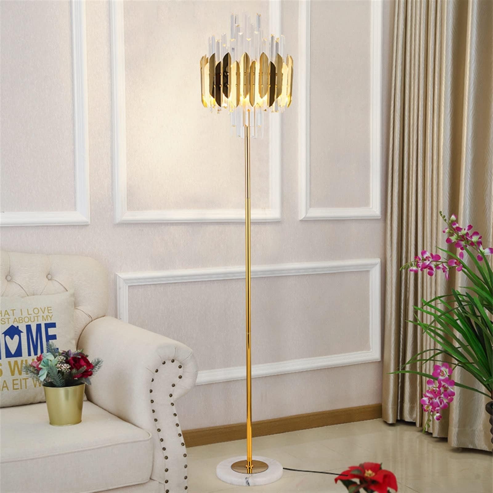 KKXXYQFC Elegante Lampada da in Dorato - Luce LED per Camera da Letto e Soggiorno - Elegante apparecchio di Illuminazione per Interni - Perfetto per l'arredamento della casa