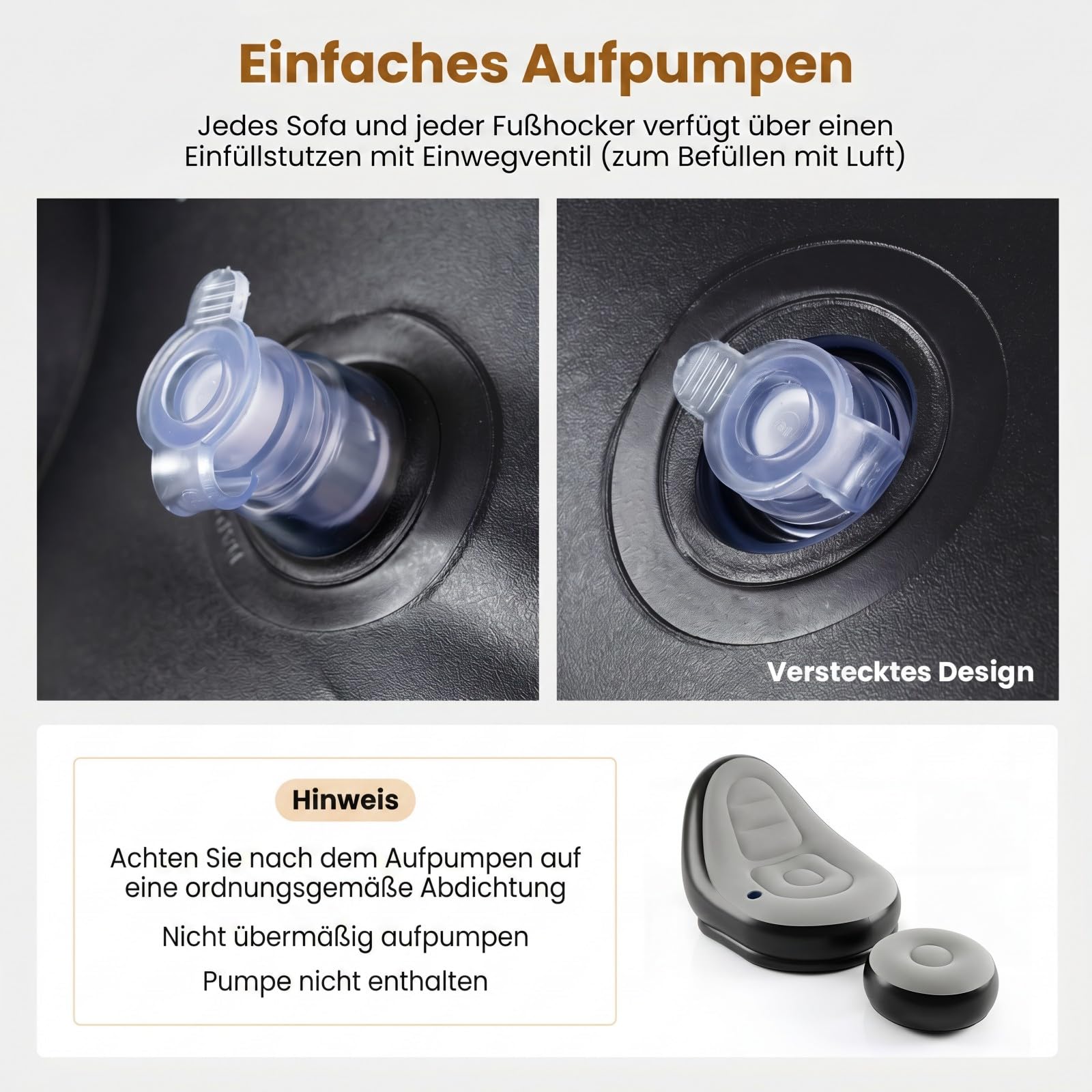 GOPLUS Aufblasbares Sofa mit Ottomane, beflocktes Luftsofa mit Getränkehalter & Reparaturflicken, tragbares Bodensofa für Innen und Außen, Sessel für Camping & Gaming