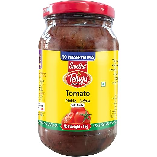 Swetha Tomato Garlic Pickle No Preservatives - 1kg