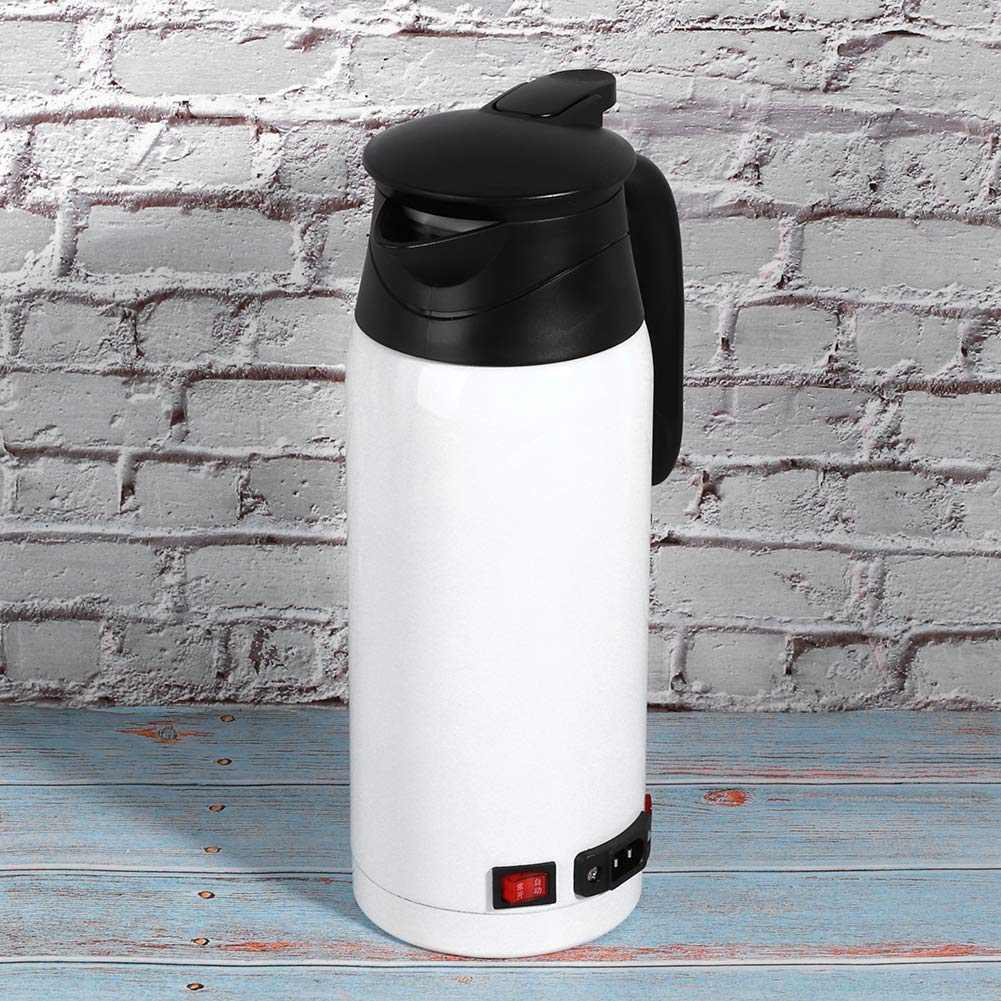 Bollitore Elettrico Accendisigari Portatile 12V 24V Auto 800Ml Bollitore Ad Alta capacità Bollitore per Acqua Bollitore per Veicoli Bollire per Bollitore per Automobile (White)