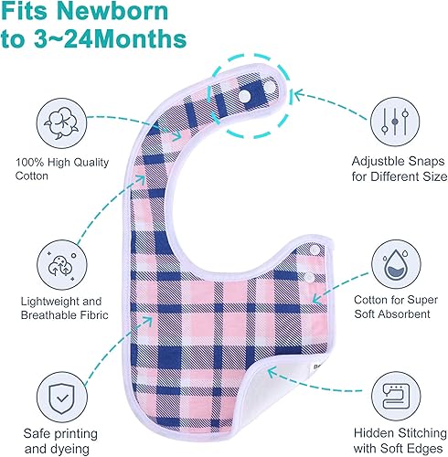 Miniatura 5 de Baby Bibs Soft and Absorbent Organic Cotton Bandana Drool Bibs Set for Boys Girls Newborn 0-36 Months