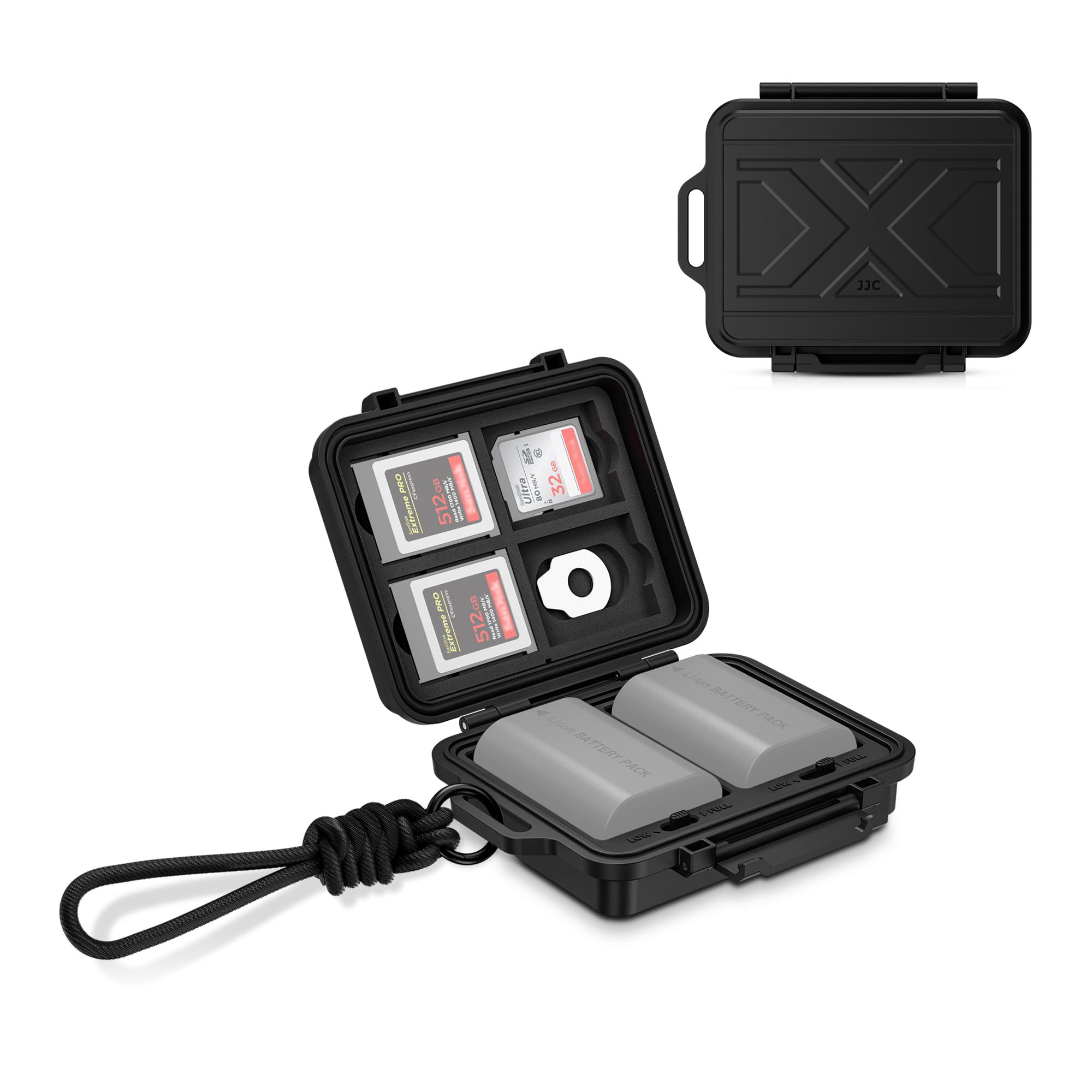 Tragbare Kamera-Akku-Speicherkarten-Aufbewahrungstasche für 3 SD-Karten, 4 CFexpress Typ B/XQD-Karten, 2 Kamera-Akkus, kompakte Kamer-Akkuhalterung für Nikon EN-EL15 EN-EL15b EN-EL15c