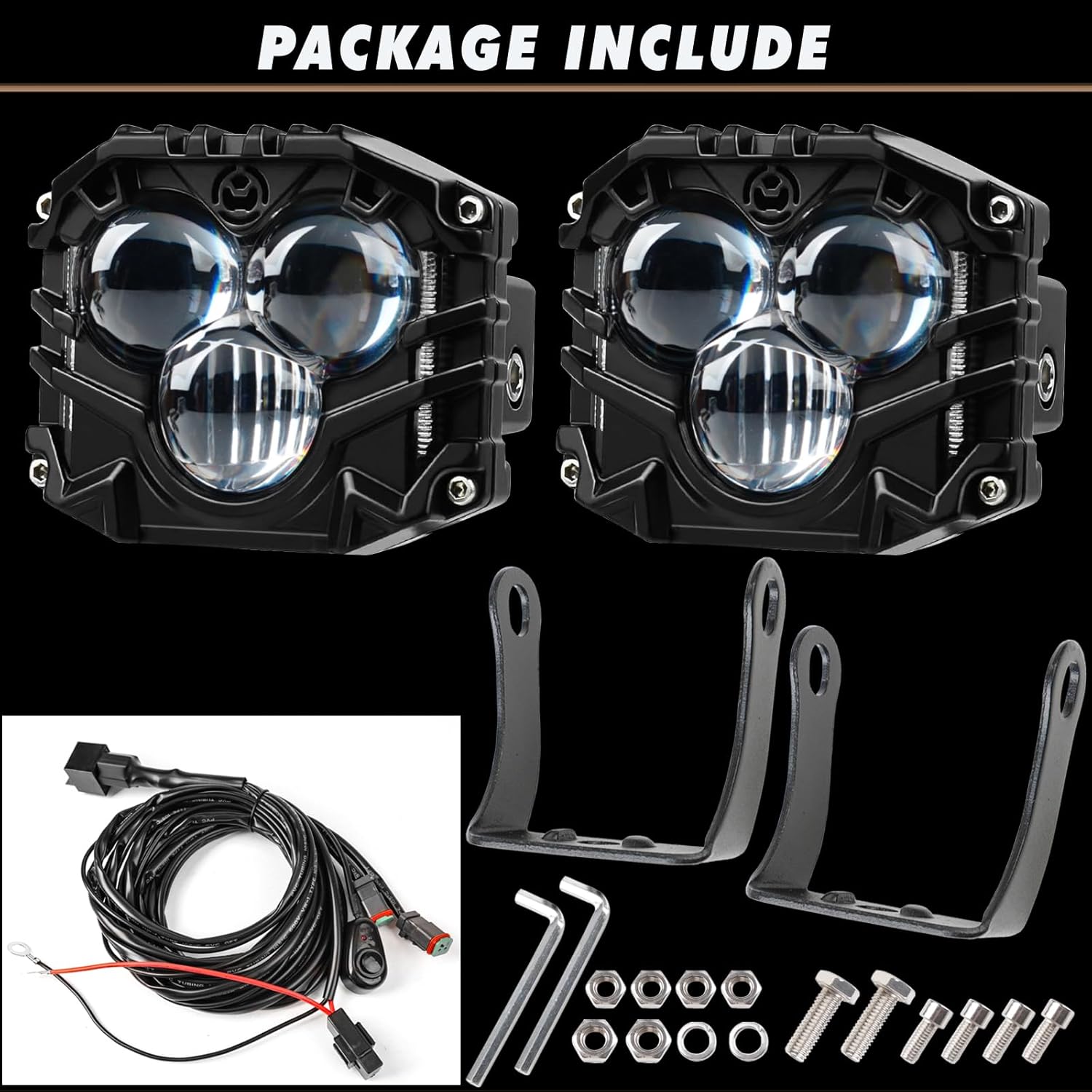 3 Inch Pod Lights Projector Spot Beam Offroad Driving Fog Light Cube Lights Compatible with SUV ATV UTV Truck Pickup Boat Marine