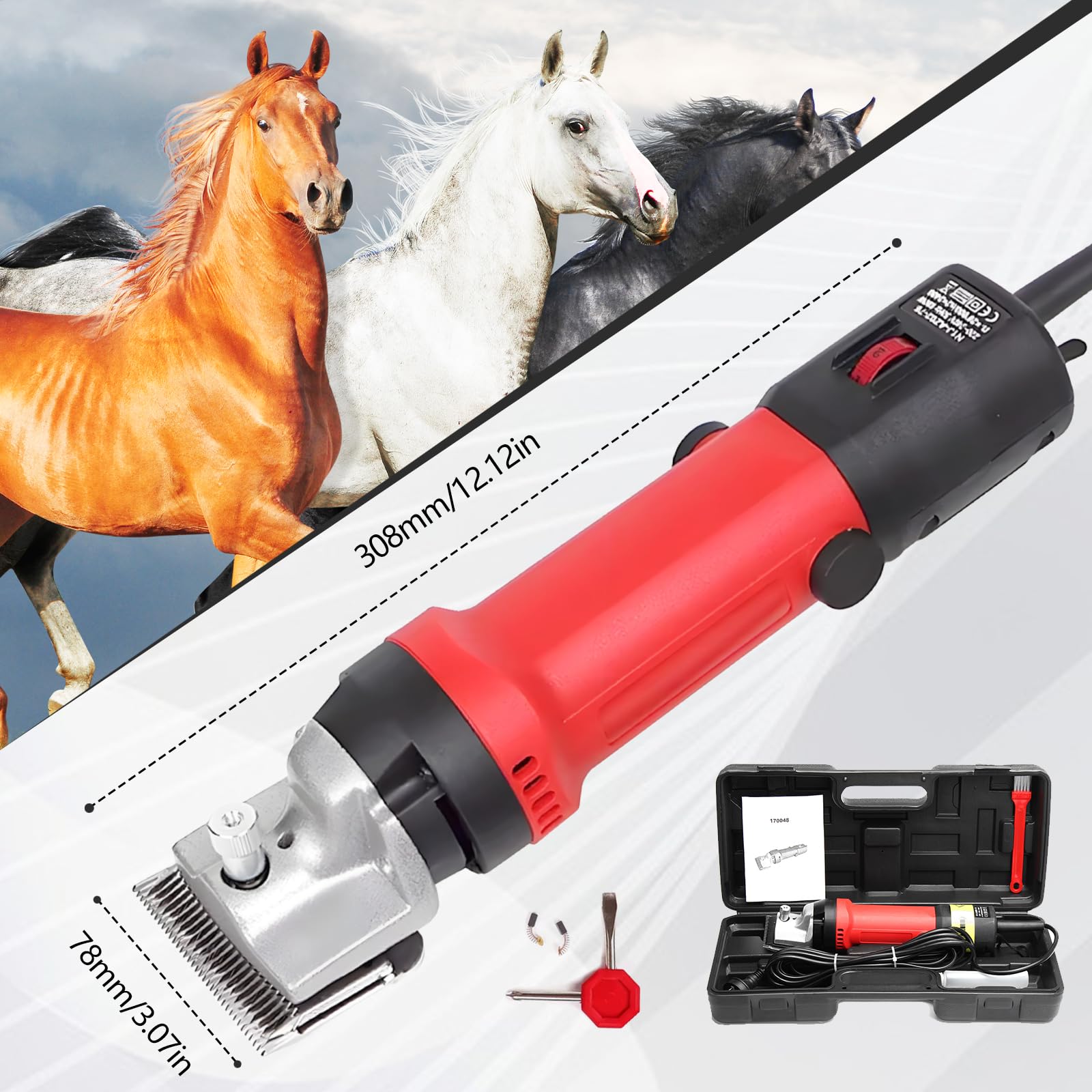 Tondeuse Chevaux Professionnelle 220V 690W Lame 77mm Moteur 2800 tr/min