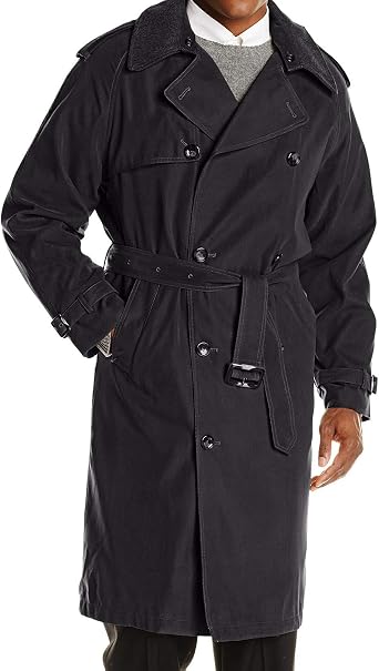 London Fog Mens Raleigh Double Breasted Long Trench Coat with Zip Out Liner