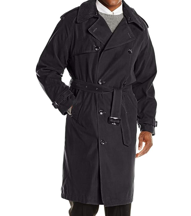 London Fog Mens Raleigh Double Breasted Long Trench Coat with Zip Out Liner
