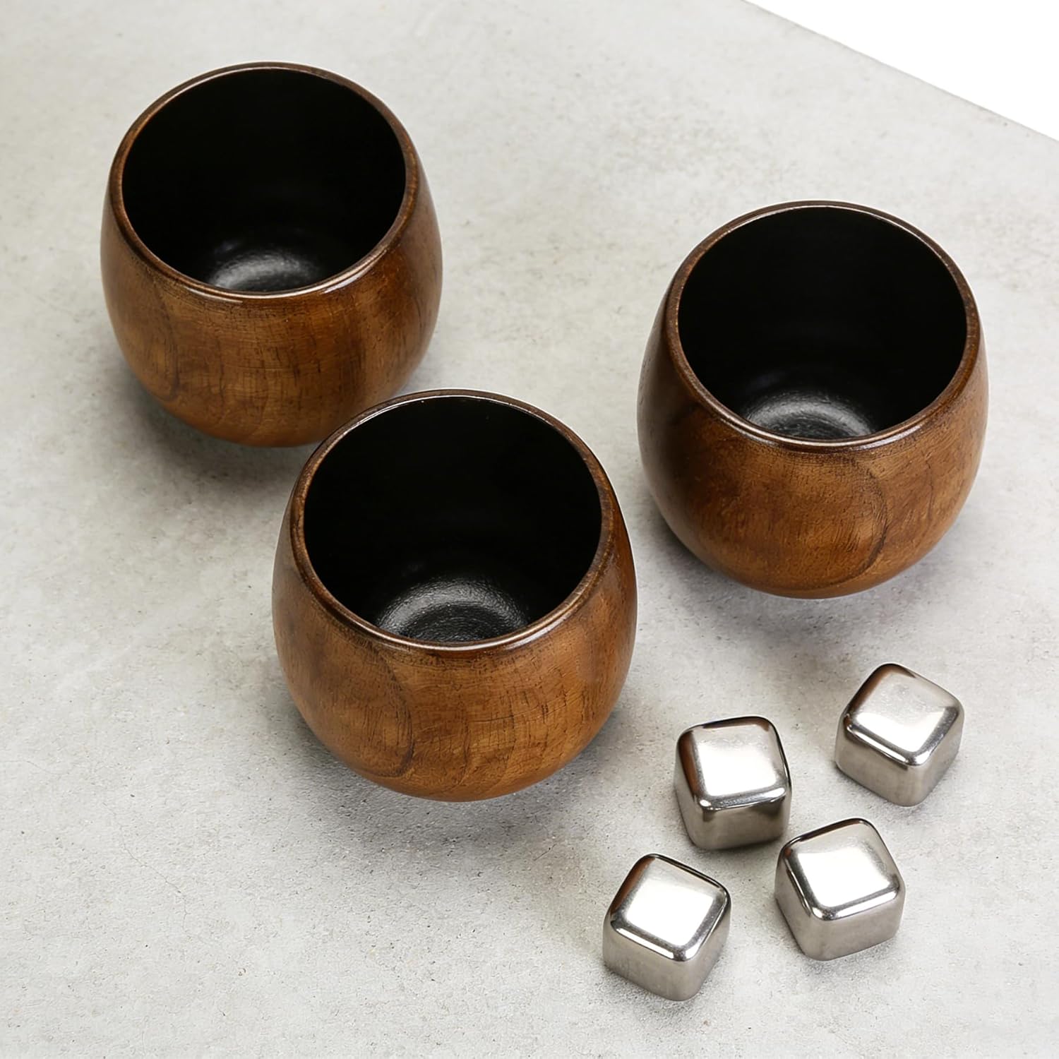 Charred Wooden Bourbon Drnking Glass, Wood Whiskey Glasses set of 2 Gifts for Men, Personalized Handcrafted Wine Cup Whisky Tumbler Gifts with Box for Dad Boss Male Brother Lovers Friends