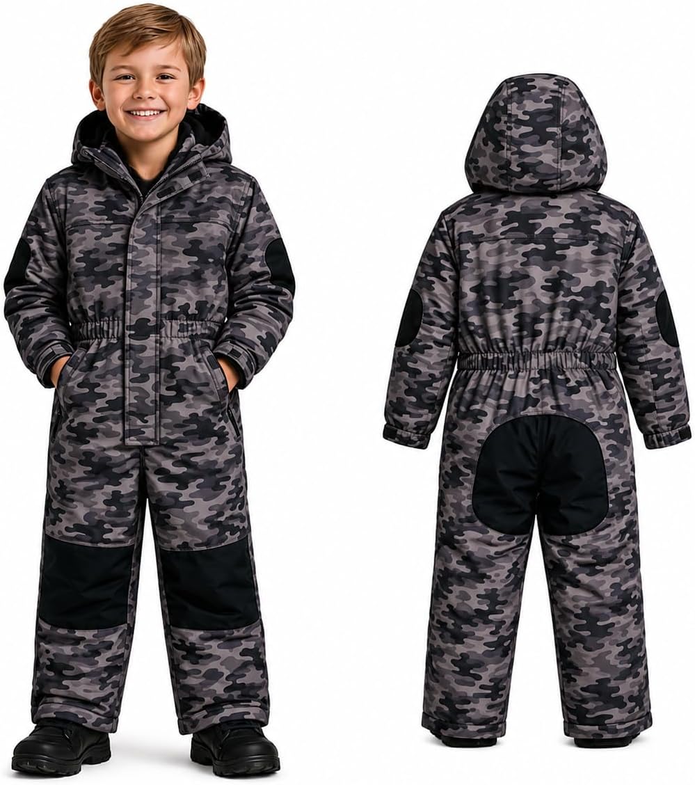 Cherokee Boys Snowsuit - Insulated Zip Up Hooded Toddler Baby Boys Snowsuit - One Piece Winter Snowboard Gear Suit for Kids