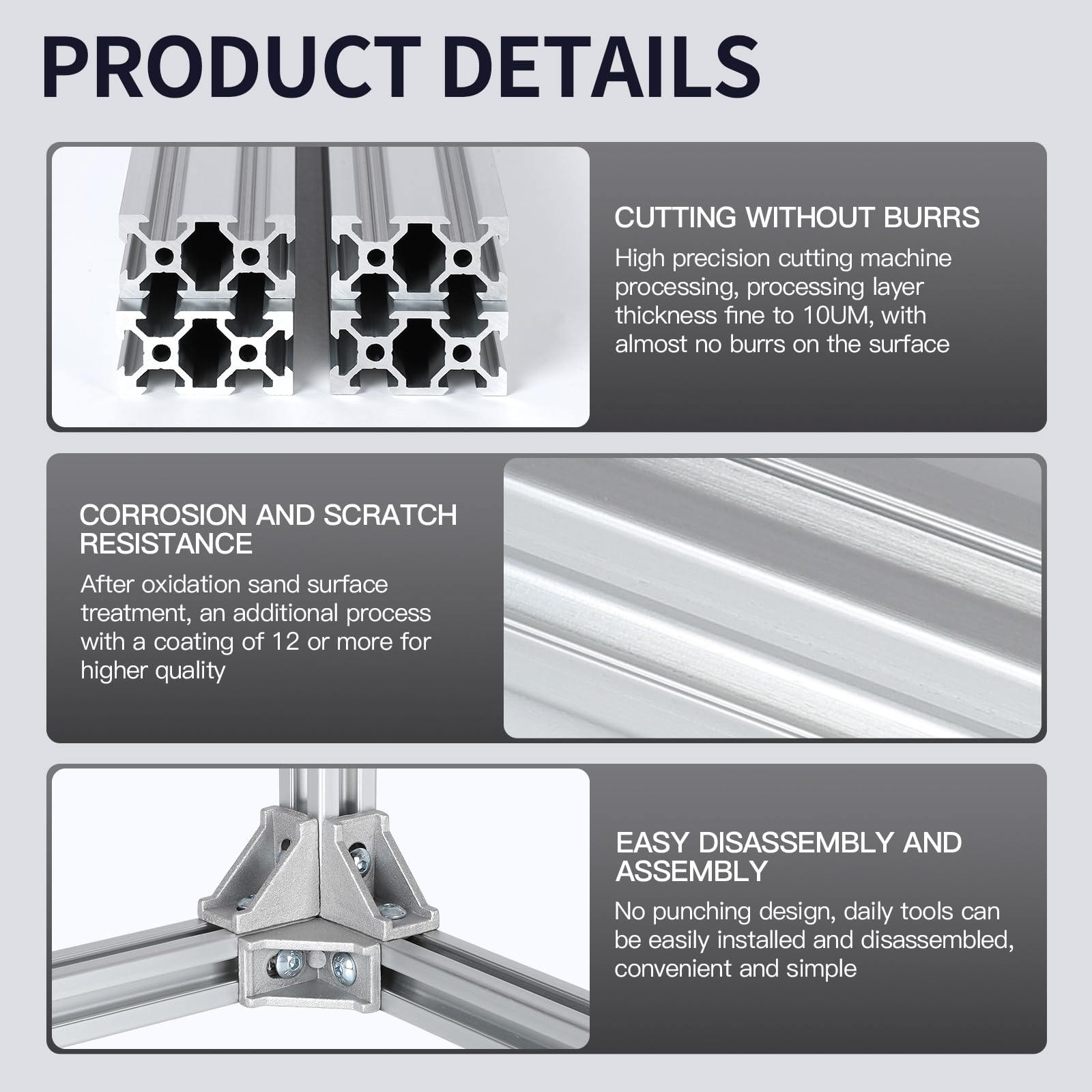 8pcs 1000mm 2040 V-Slot Extrusion Aluminum Profile, Silver — Amazon image 3
