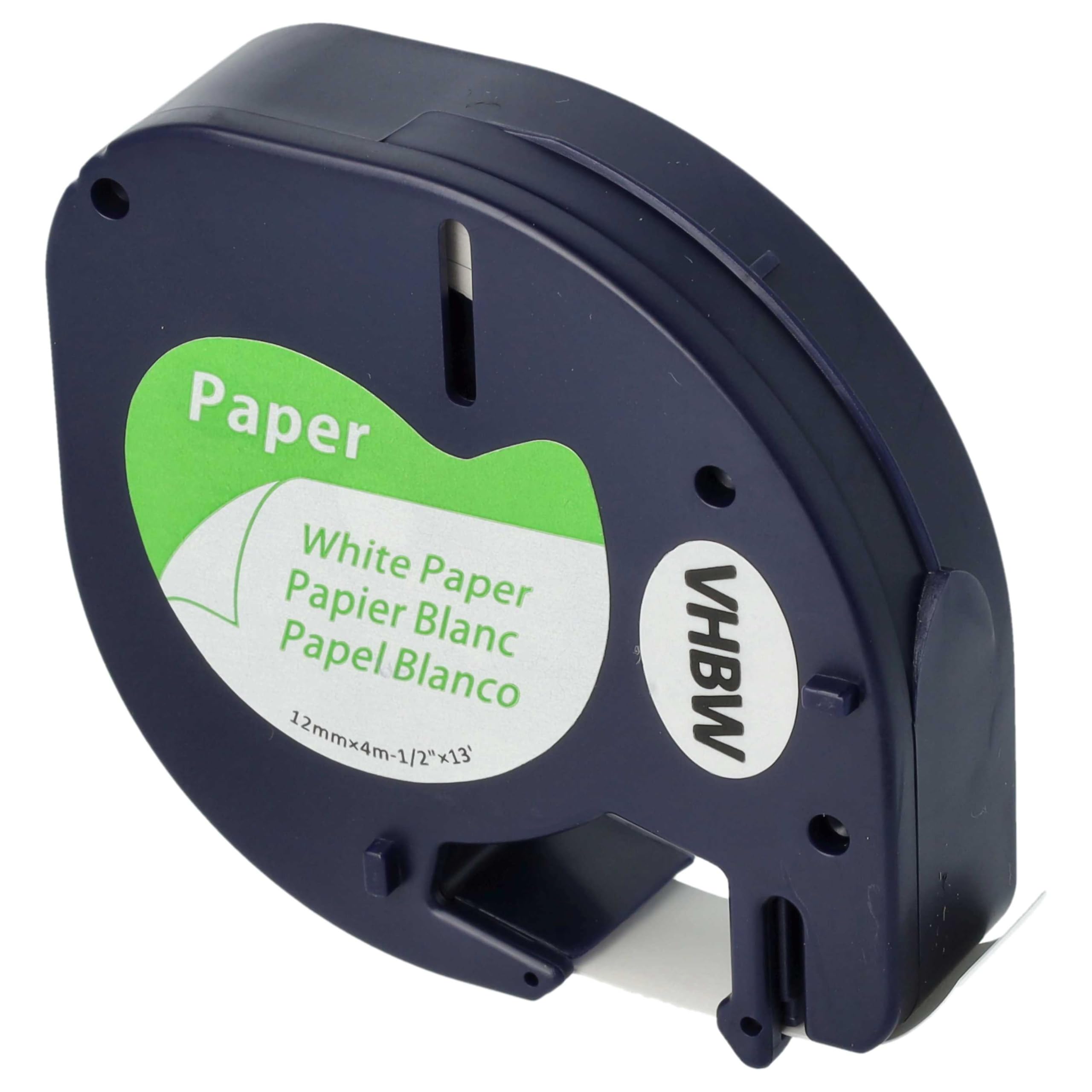 vhbw 10 x zamiennik papieru do etykiet Dymo 91200, S0721520 do drukarki etykiet 4 m x 12 mm, czarny na białym, papier/plastik