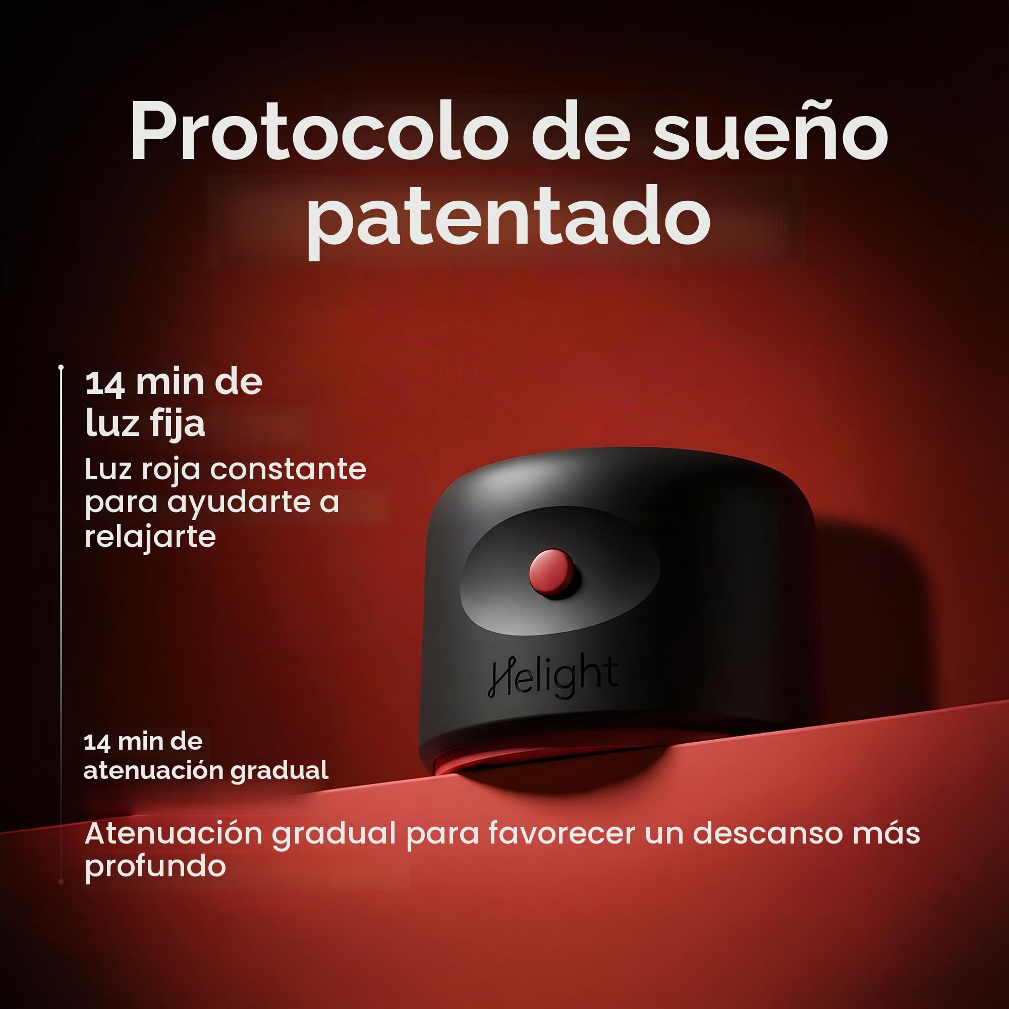 Helight Dispositivo de sueño de terapia de luz roja – Lámpara de luz roja pura de 630 nm para ayudar a la relajación profunda – Lámpara de descanso respaldada por la ciencia para dormitorios de