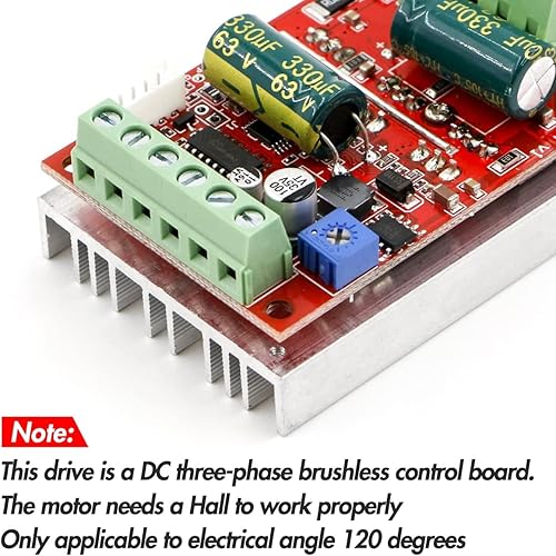 Vista 16 de RioRand 300W 5-50V PWM DC sin escobillas controlador de velocidad del motor eléctrico con Hall-Less
