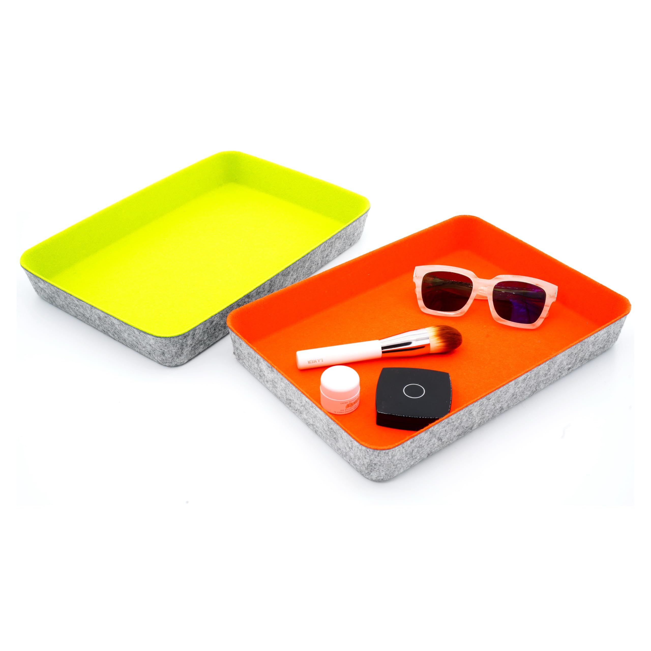 Welaxy 2-teiliger Schreibtisch-Schubladen-Organizer für Dokumente in Briefgröße, A4-Papier, Ordner, Ordner, Aufbewahrungsbehälter (Orange + Grün)