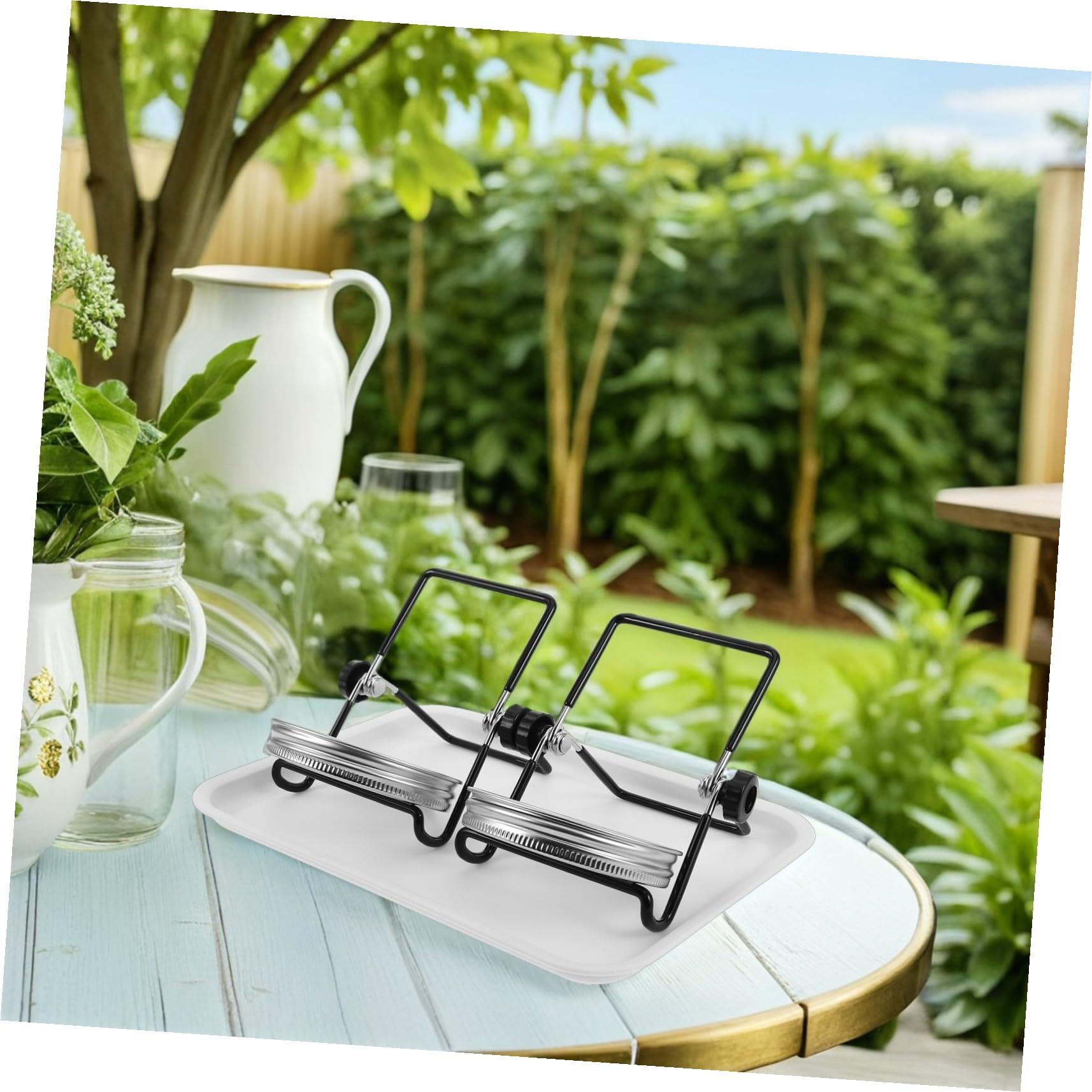 VANZACK 2 Juegos Kit de Germinación de Brotes con Tapas de Malla de Acero Inoxidable y Soporte para Frascos de Boca Ancha Ventilación Óptima Bandeja Recogedora y Fácil Limpieza para