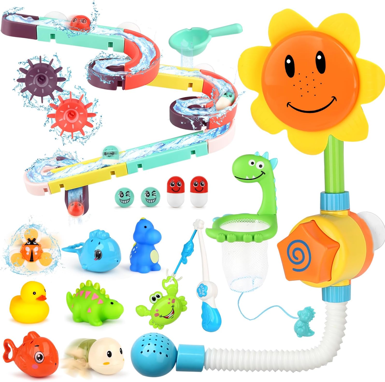 DreamonBath Toys for Toddlers,Bathtub Toy with Sunflower Shower and Floating Squirting Toys,Magnetic Fishing Game for Babies,Birthday for Kids
