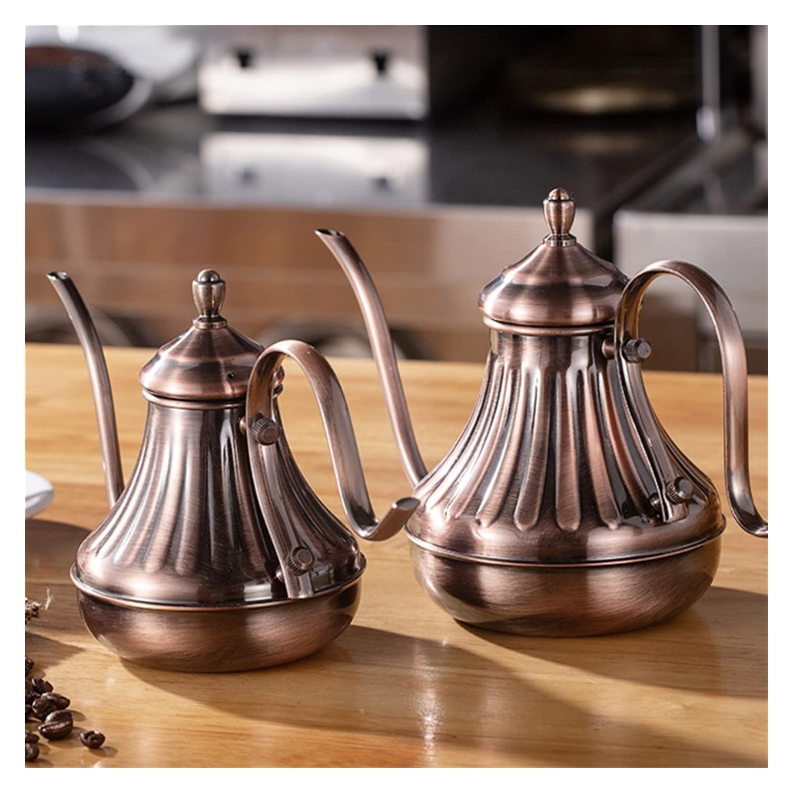 Cafetera Cafetera Cafetera Fina Boca Cabeza Café Café Caballera Larga Poder Sobre Coffee Kettle Bronce 304 Acero inoxidable Bricolaje Coffe Maker Tetera Francesa Prensa Acero Inoxidable cafetera