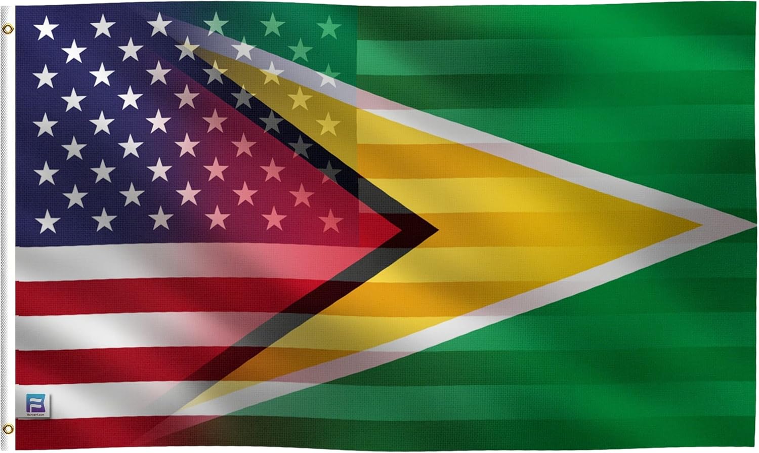 3x5 ft Guyanese American Hybrid Flag: 100% Polyester Banner, Brass Grommets & Strong Canvas Header, For Use Outdoor or Indoor
