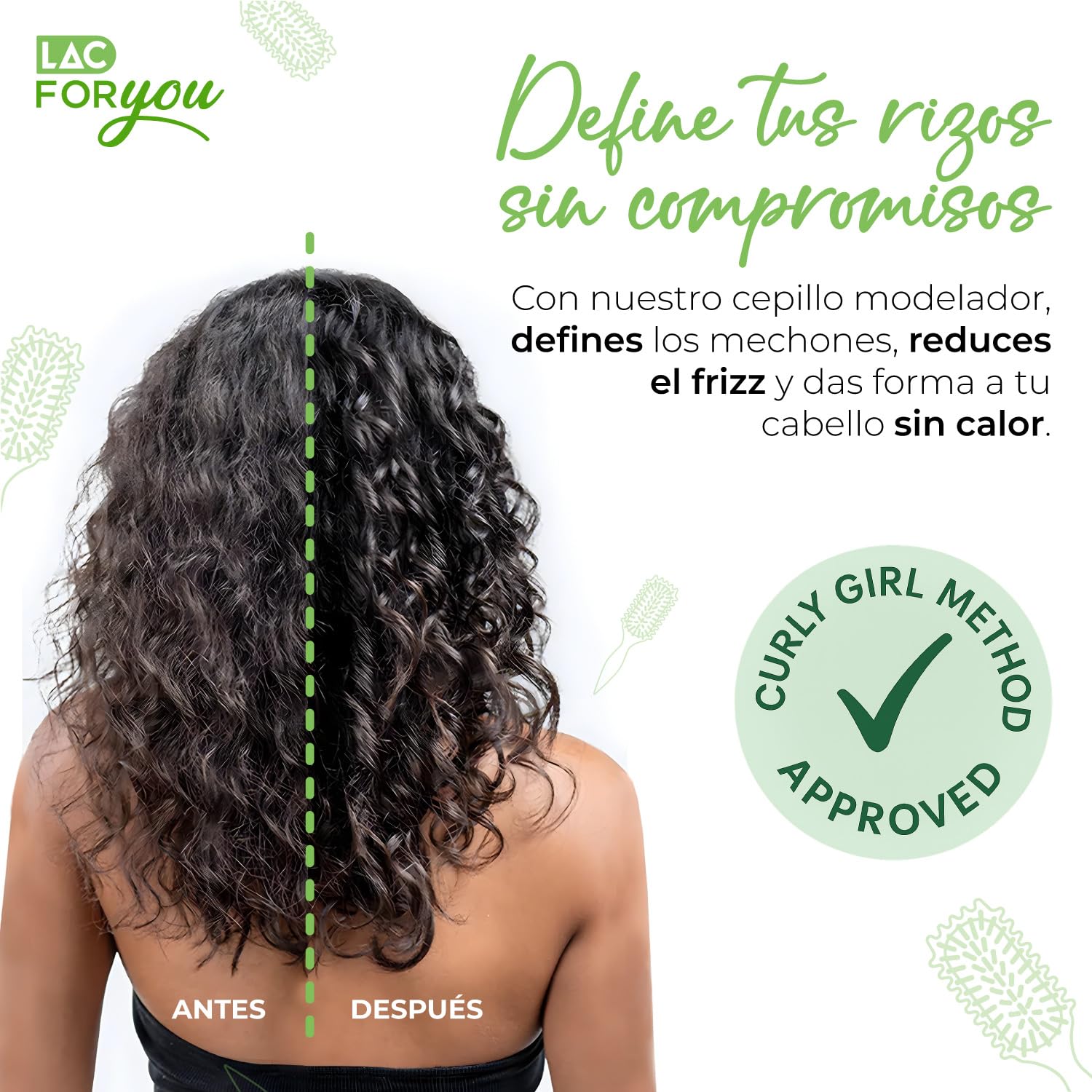 LAC FOR YOU Cepillo Pelo Rizado – Cepillo Definidor de Rizos con Borde Ondulado para Ondas Naturales, Cerdas Suaves & Redondeadas, Anti-Frizz, Mango Soft-Grip – Magenta