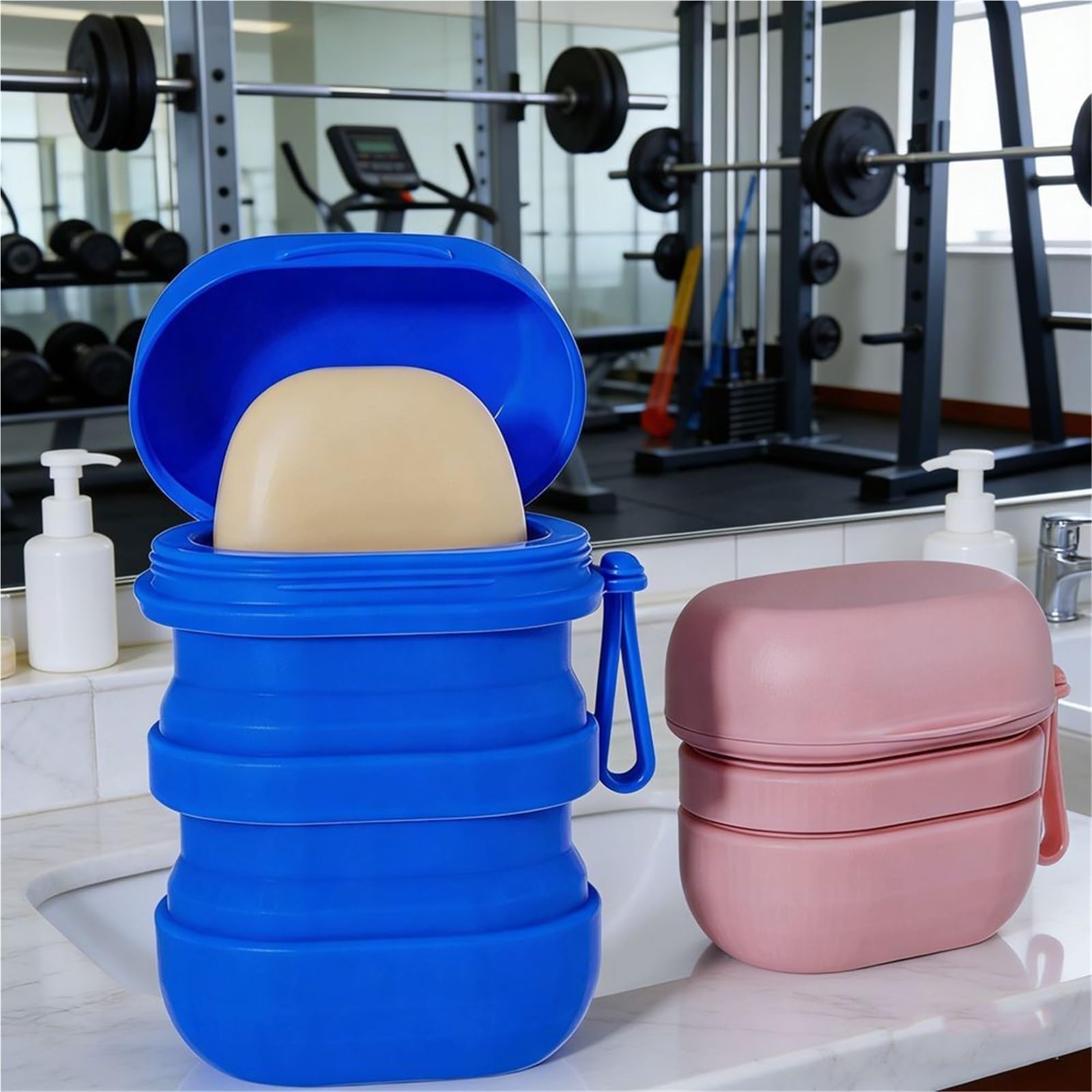 Jabonera Antideslizante, Bandeja de Mango Drenaje Caja jabón Silicona Multicolor 4 Piezas. Plegable al Aire Libre(Black)