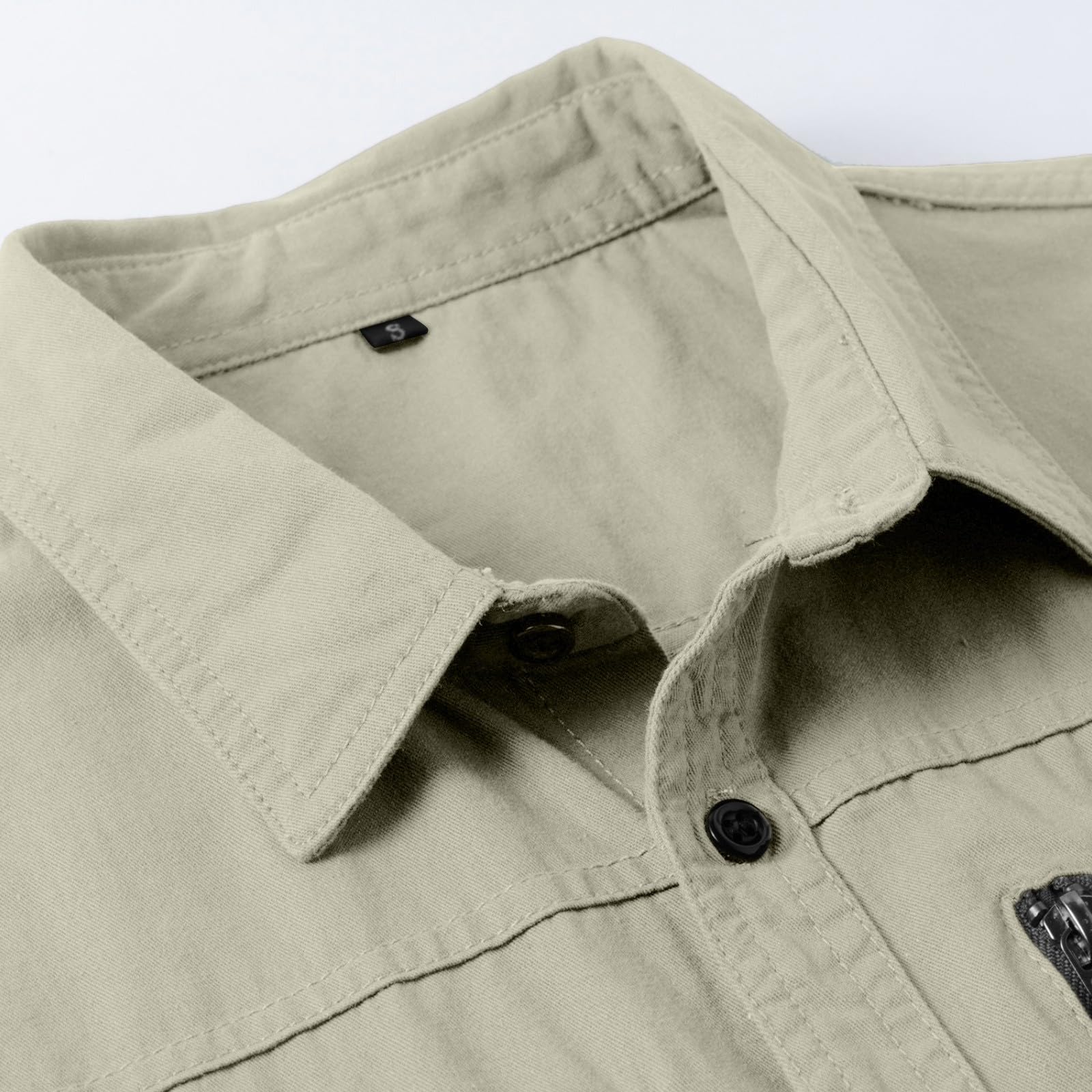 Generico Camicia Uomo con Risvolto A Bottoni Maniche Lunghe Traspirante con Tasche per Escursioni E attività All'Aperto