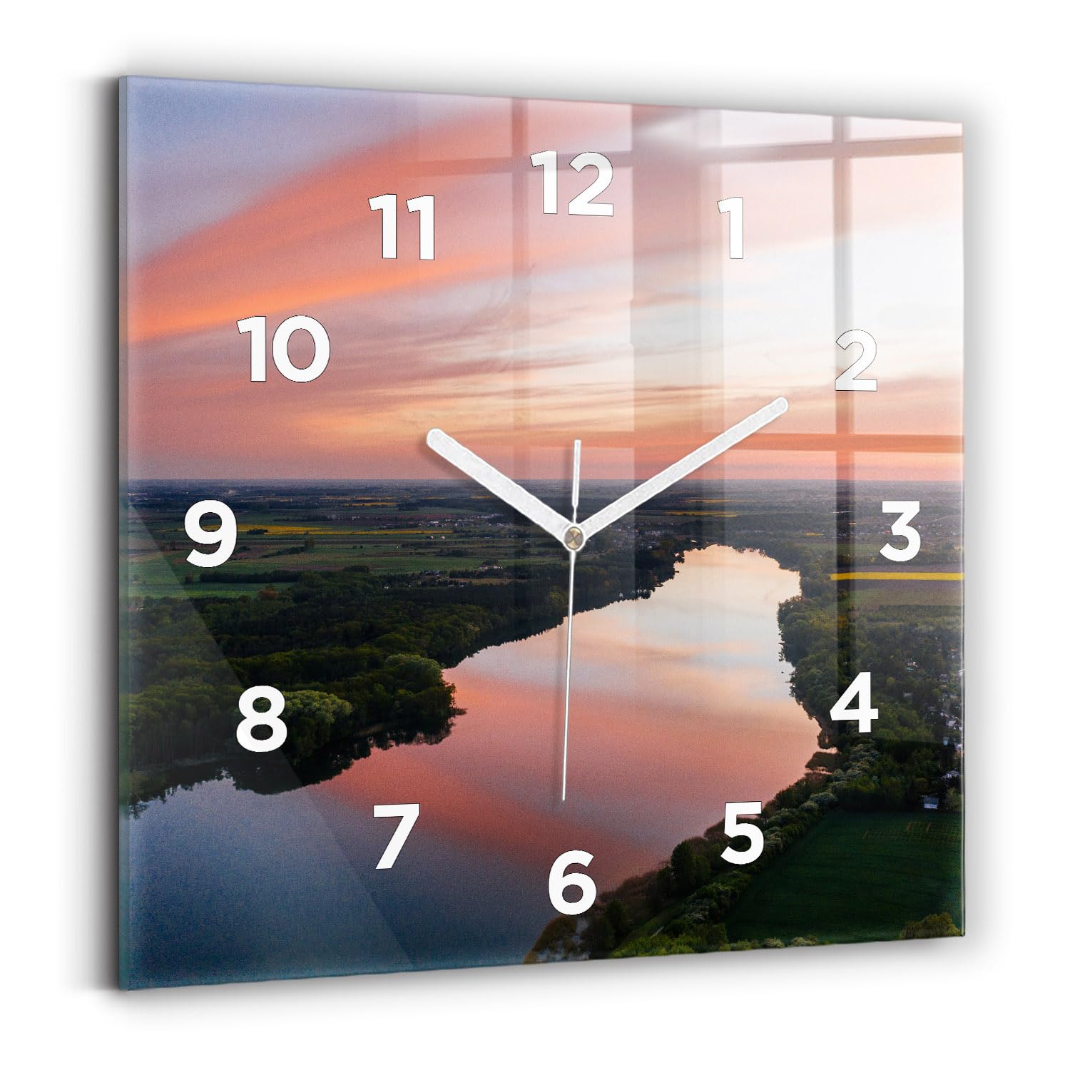 Horloge murale moderne 30x30 cm Wallfluent carrée numérique et analogique pour chambre