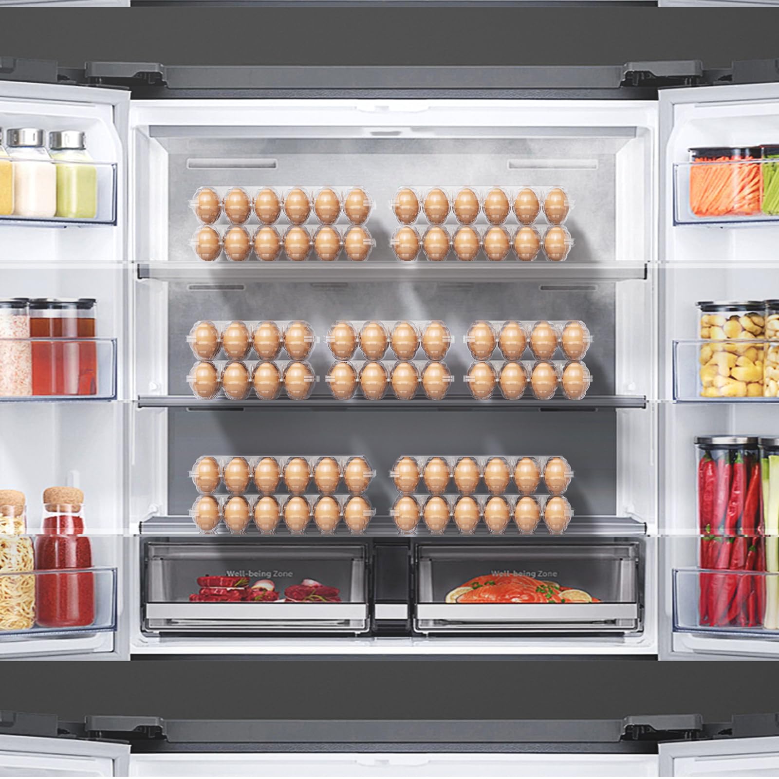 Paquete de 160 cajas de huevos de plástico a granel, 12 recipientes transparentes para huevos de gallina frescos, bandejas de huevos de refrigerador de 3 x 4 rejillas para almacenamiento en