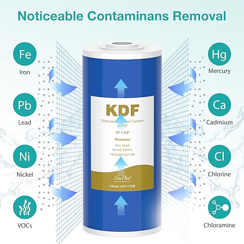 Miniatura 3 de SimPure Cartuchos de filtro de agua para toda la casa de 10 x 4.5 pulgadas, filtro de carbono y metal pesado GACKDF, para DB10C-2KDF, DB10P,