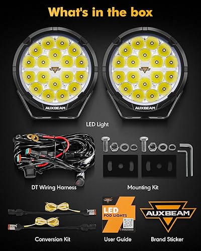 Miniatura 8 de Auxbeam Serie 360-Ultra - Luces LED redondas para todo terreno, 6 pulgadas, 132 W, DRL ámbar y señal de giro, barra de luz puntual de 14800 lm,