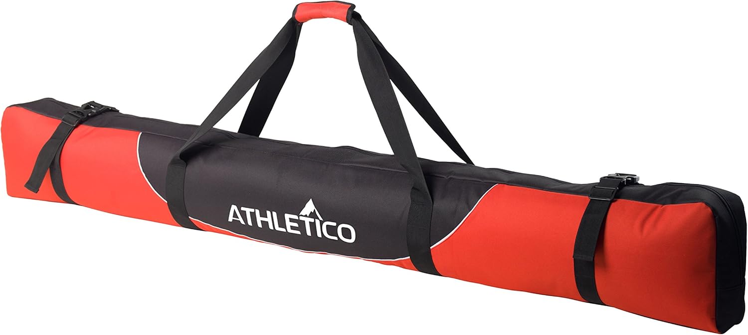 Athletico Mogul Padded Ski Bag - Fully Padded Single Ski Travel Bag for Skis up to 185cm, Water-Resistant & Lightweight